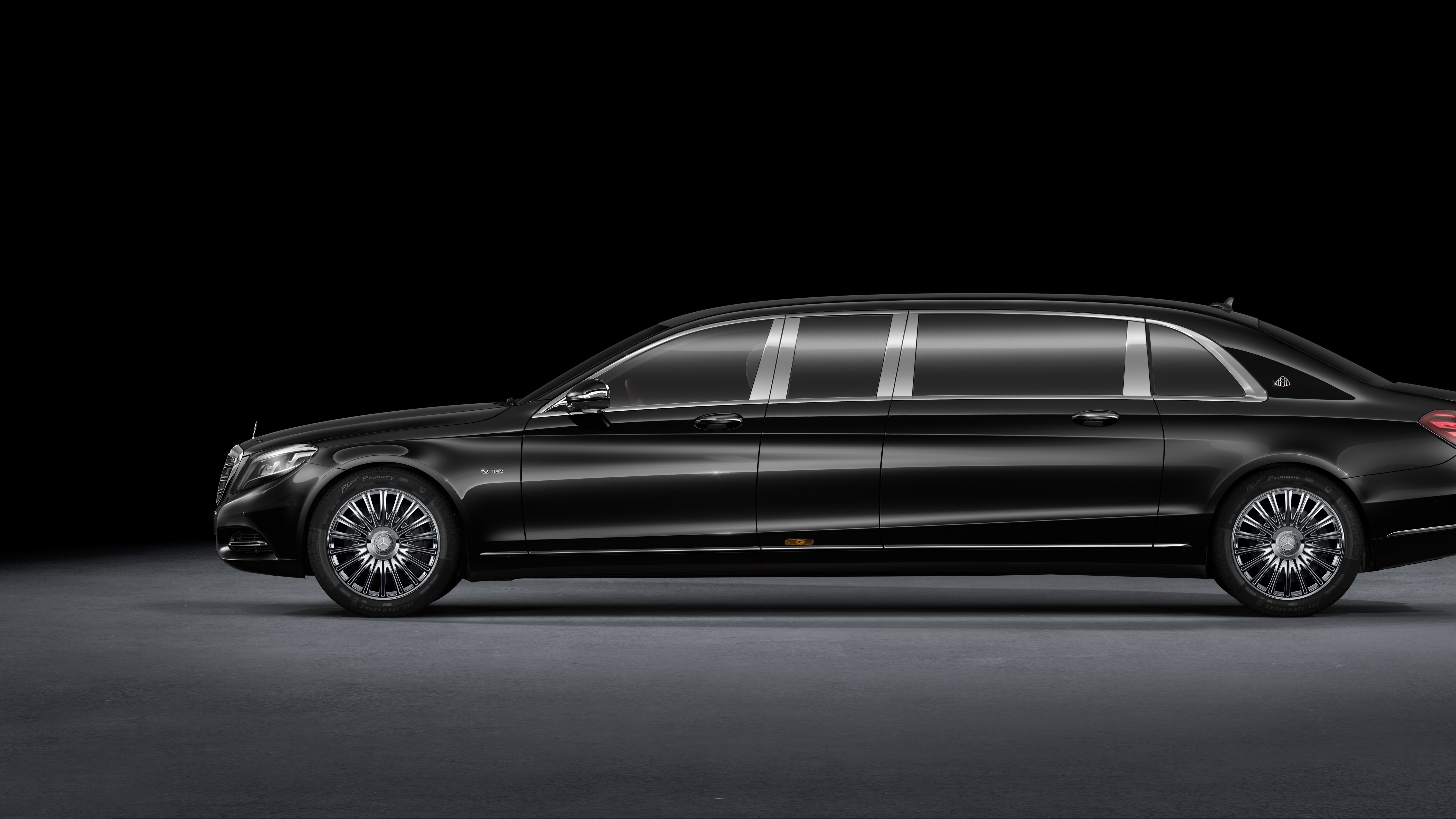 black, supercar, luxury cars, sedan, limousin, grey, 8K, Mercedes Maybach S600 Pullman, HD Wallpaper