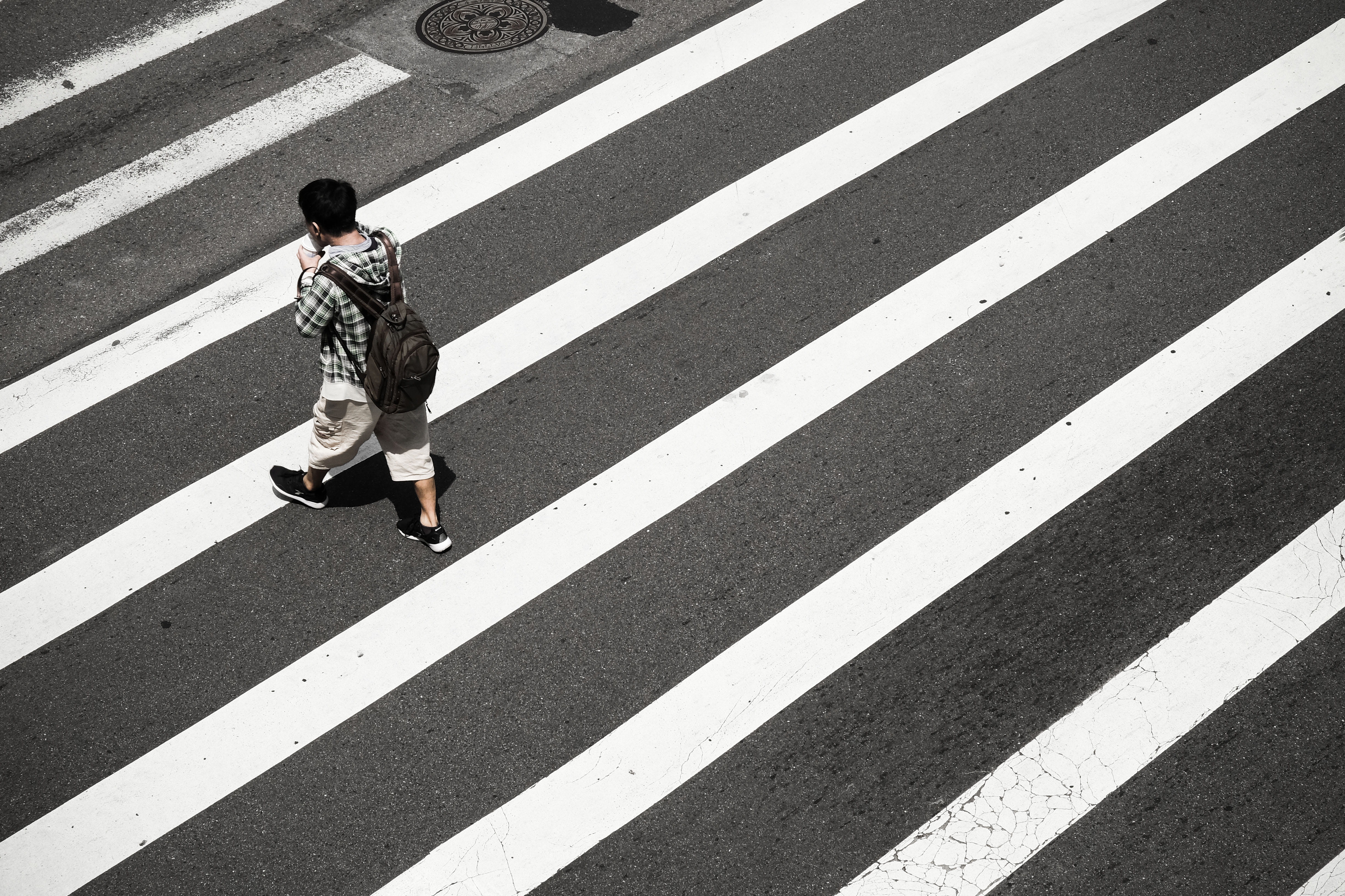 crosswalk, stripe, aerial, walking, taipei, line, sign, pedestrian, casual clothing, urban, marking, concrete, road, zebra crossing, full length, street, HD Wallpaper