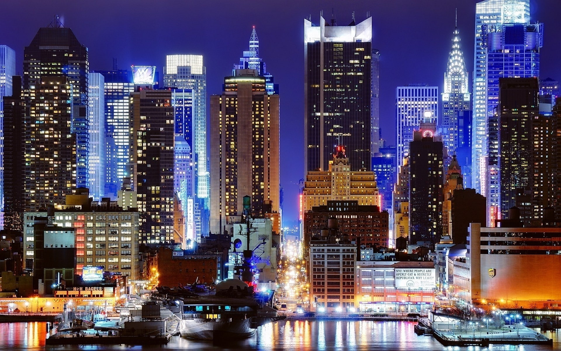 built structure, office, illuminated, financial district, tall - high, building, Nyc, tower, mode of transportation, Times square, 45th street, downtown district, HD Wallpaper