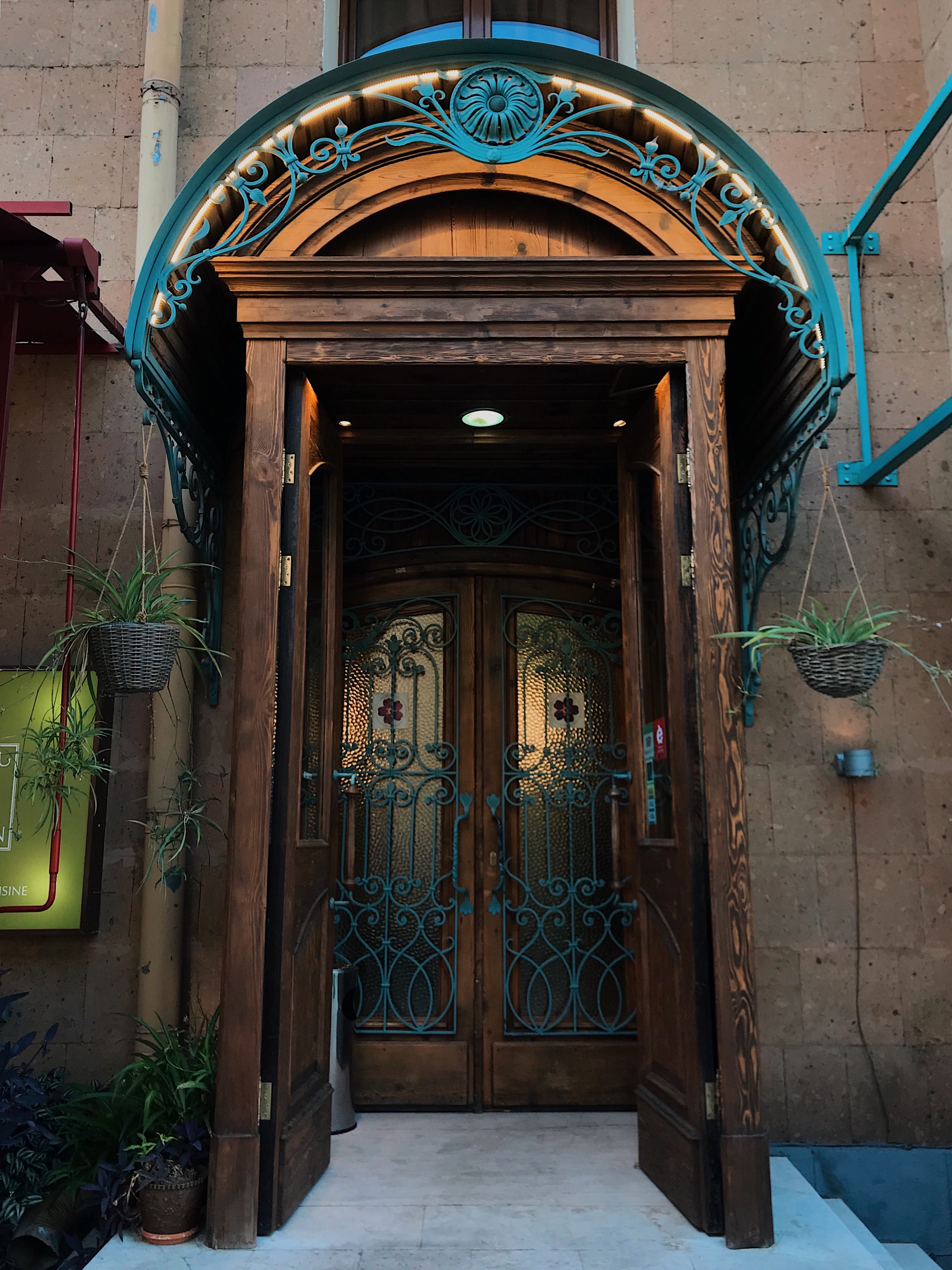 arch, door, security, plant, building, day, safety, outdoors, ornate, doorway, yerevan, armenia, potted plant, closed, architecture, residential district, Phone HD Wallpaper