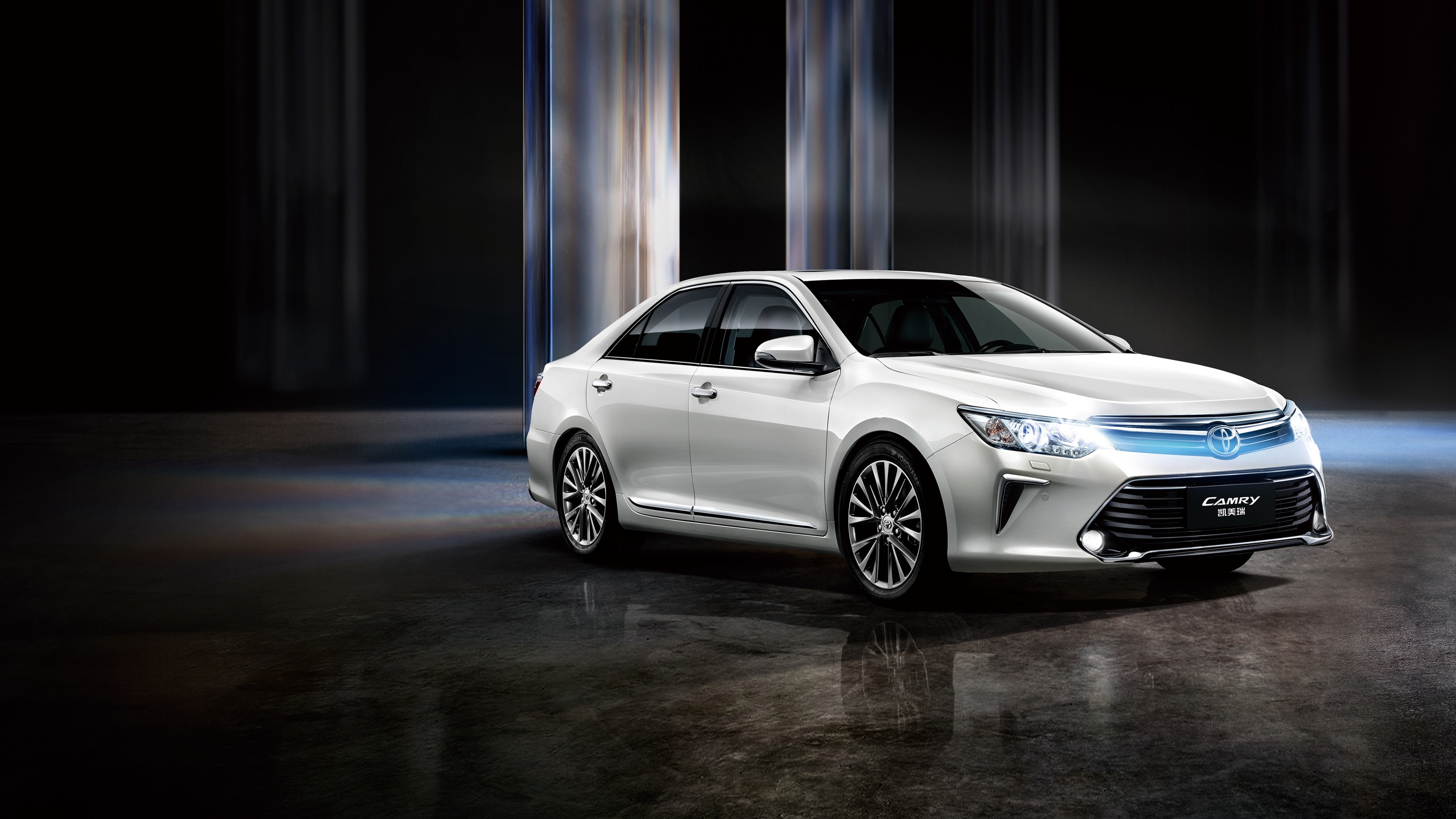 th, Lights, 10th, Anniversary, Camry, Toyota, Car, 4K, White, HD Wallpaper