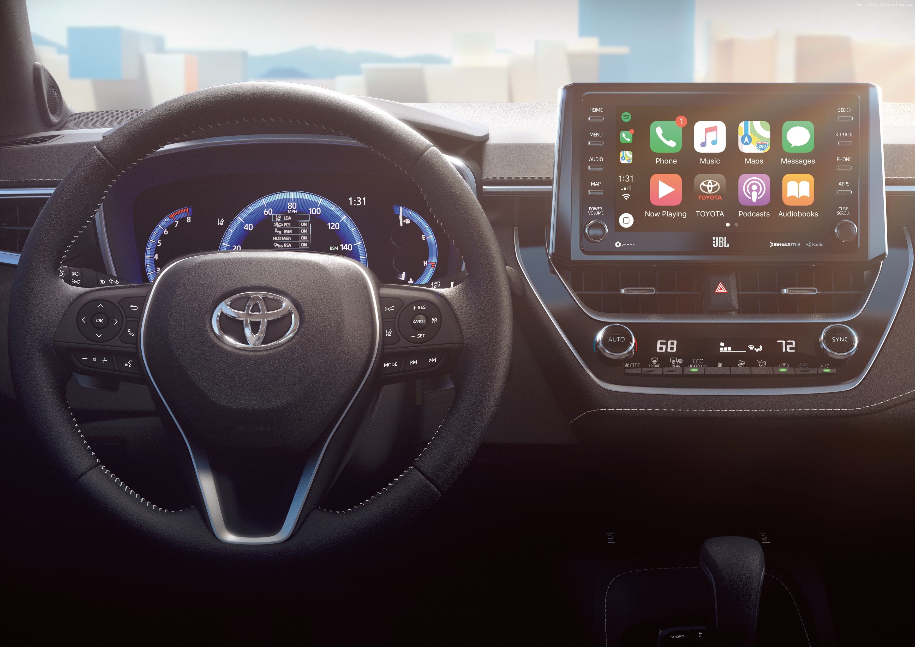 2019 Cars, push button, close-up, car interior, illuminated, motor vehicle, technology, gearshift, steering wheel, control panel, land vehicle, vehicle interior, HD Wallpaper