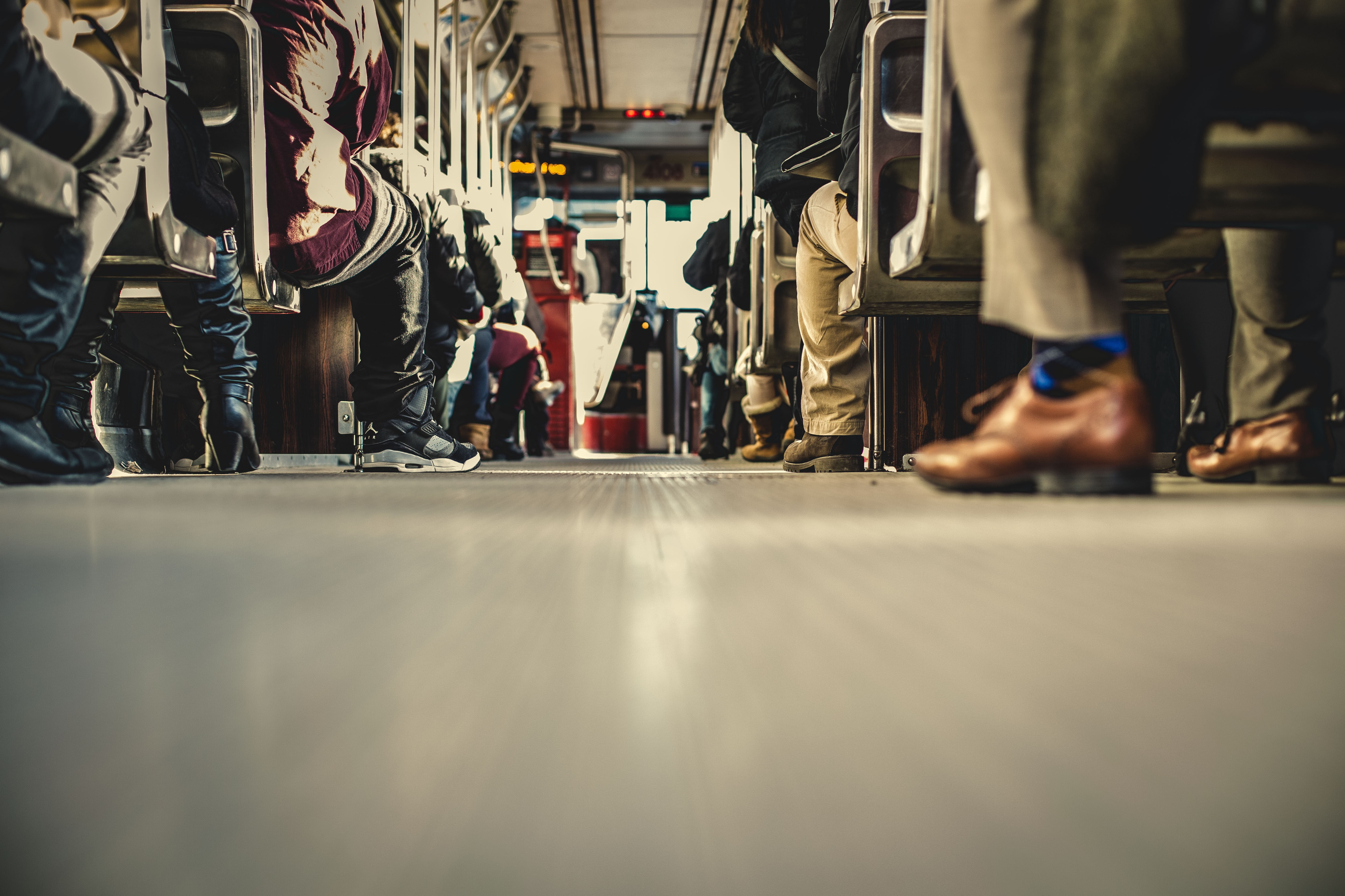 on the floor, depth of field, 5K, people, buses, HD Wallpaper