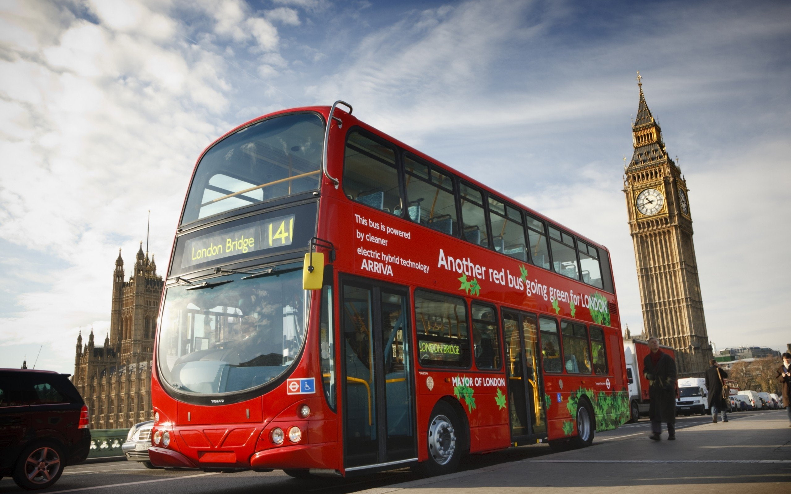 town, big, 2K, london, bean, sky, doubledecker, bus, HD Wallpaper