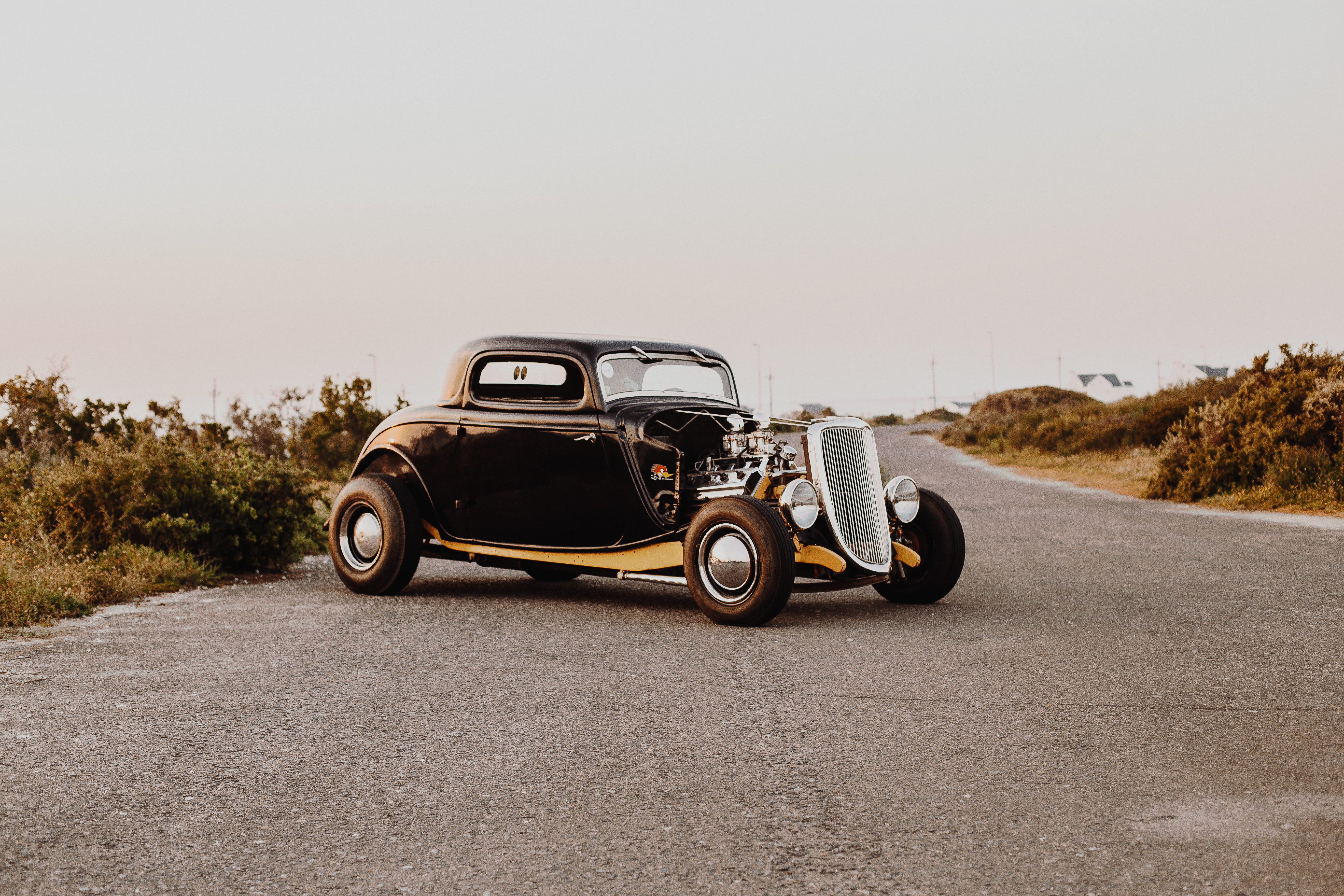 black, motor vehicle, sports helmet, journey, ford, shiny, wheel, daytime, vintage, shine, car, classic, vehicle, antique, one person, land vehicle, day, HD Wallpaper
