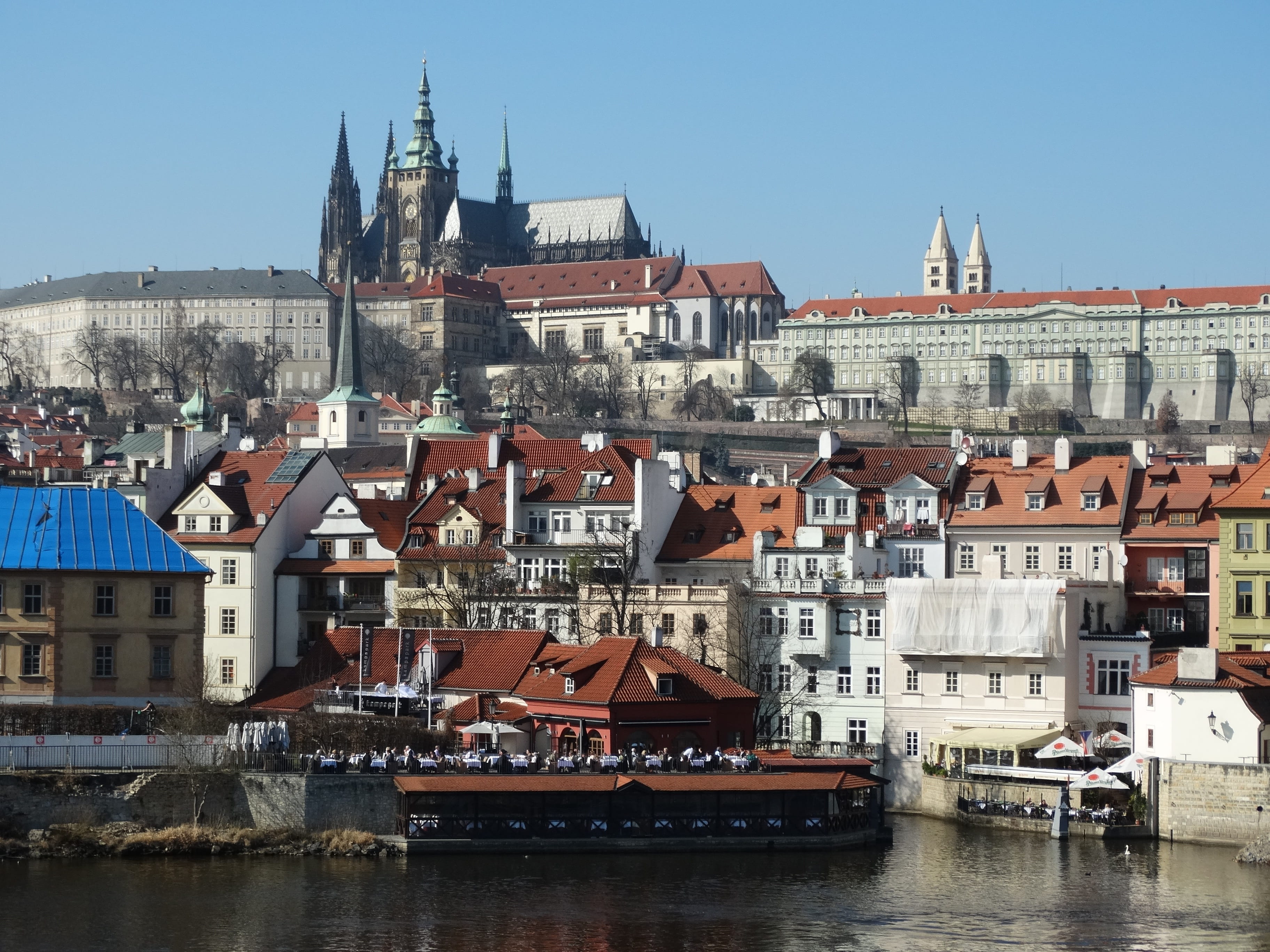 city, cityscape, religion, Prague, clear sky, built Structure, no people, concrete, house, brown, town, urban Scene, nature, nautical vessel, architecture, HD Wallpaper