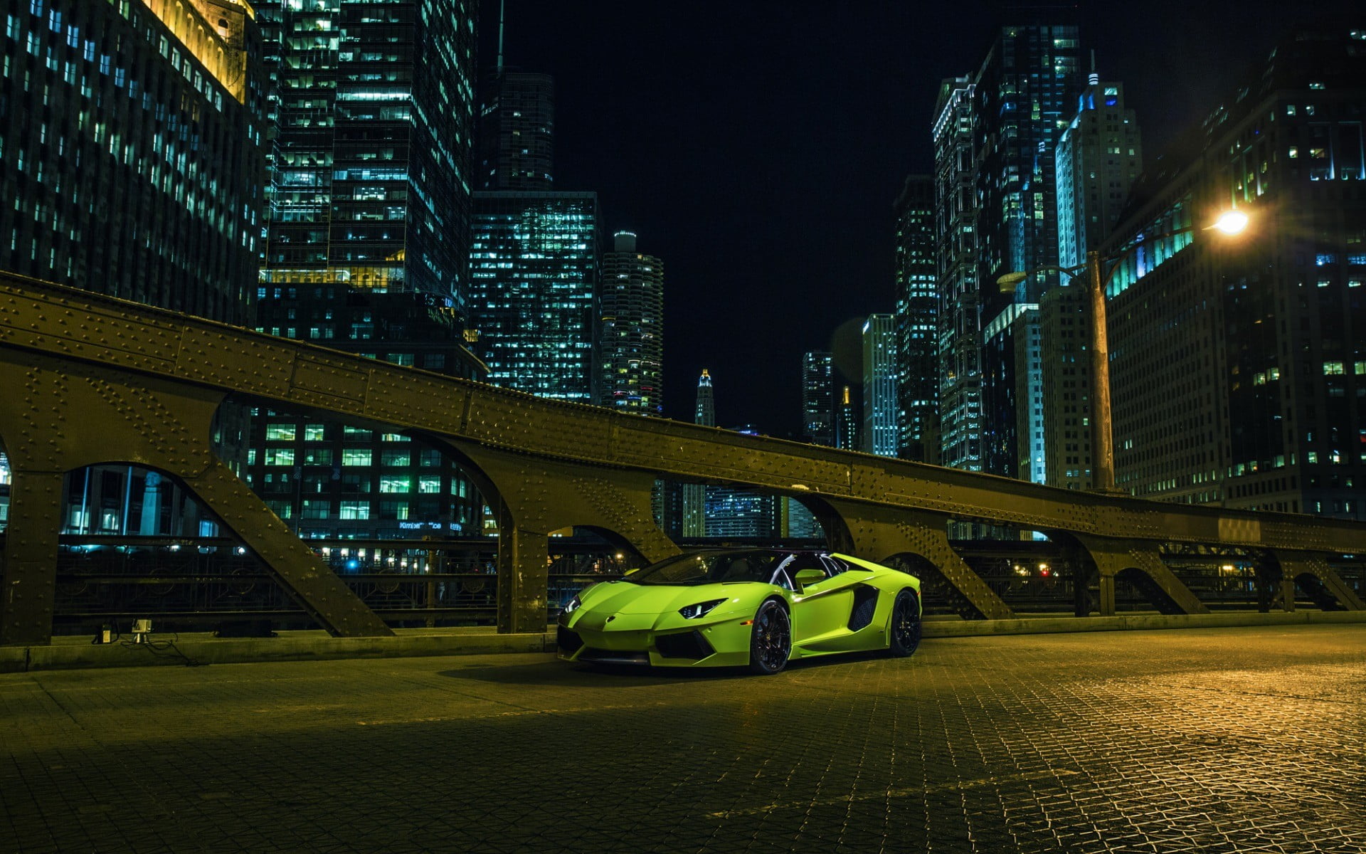 transportation, model, cast, tall - high, outdoors, no people, die, car, night, office building exterior, skyscraper, illuminated, city life, financial district, HD Wallpaper