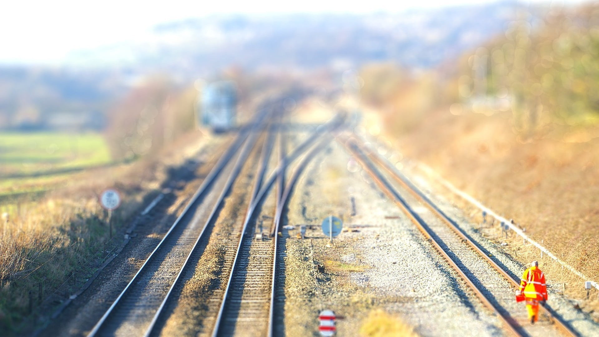 the way forward, gravel, tilt shift, plant, direction, mode of Transport, steel, speed, freight Transportation, station, diminishing Perspective, city, HD Wallpaper
