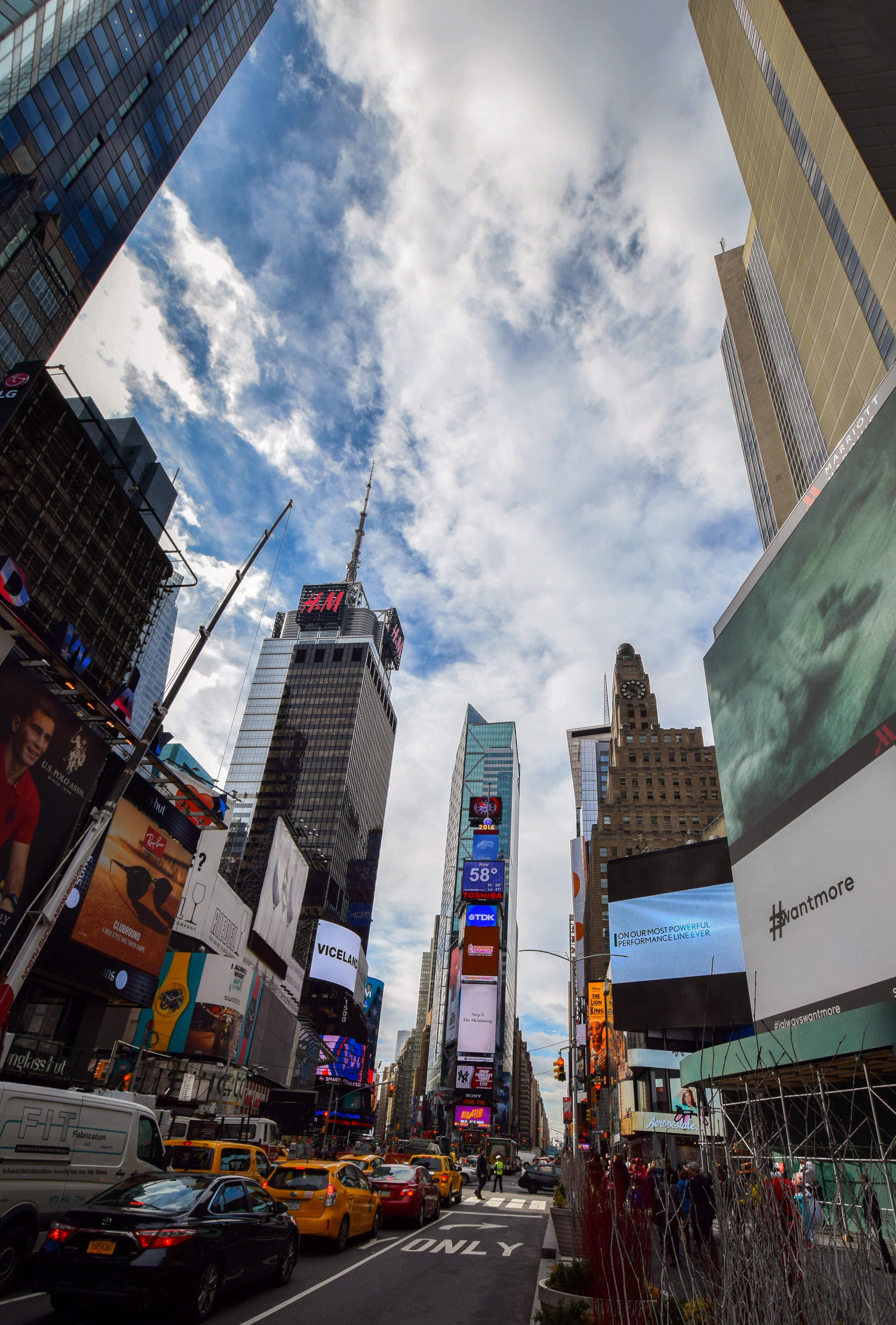 new York State, sky, transportation, uSA, office building exterior, skyscraper, built structure, city street, times Square - Manhattan, nature, perspective, Phone HD Wallpaper