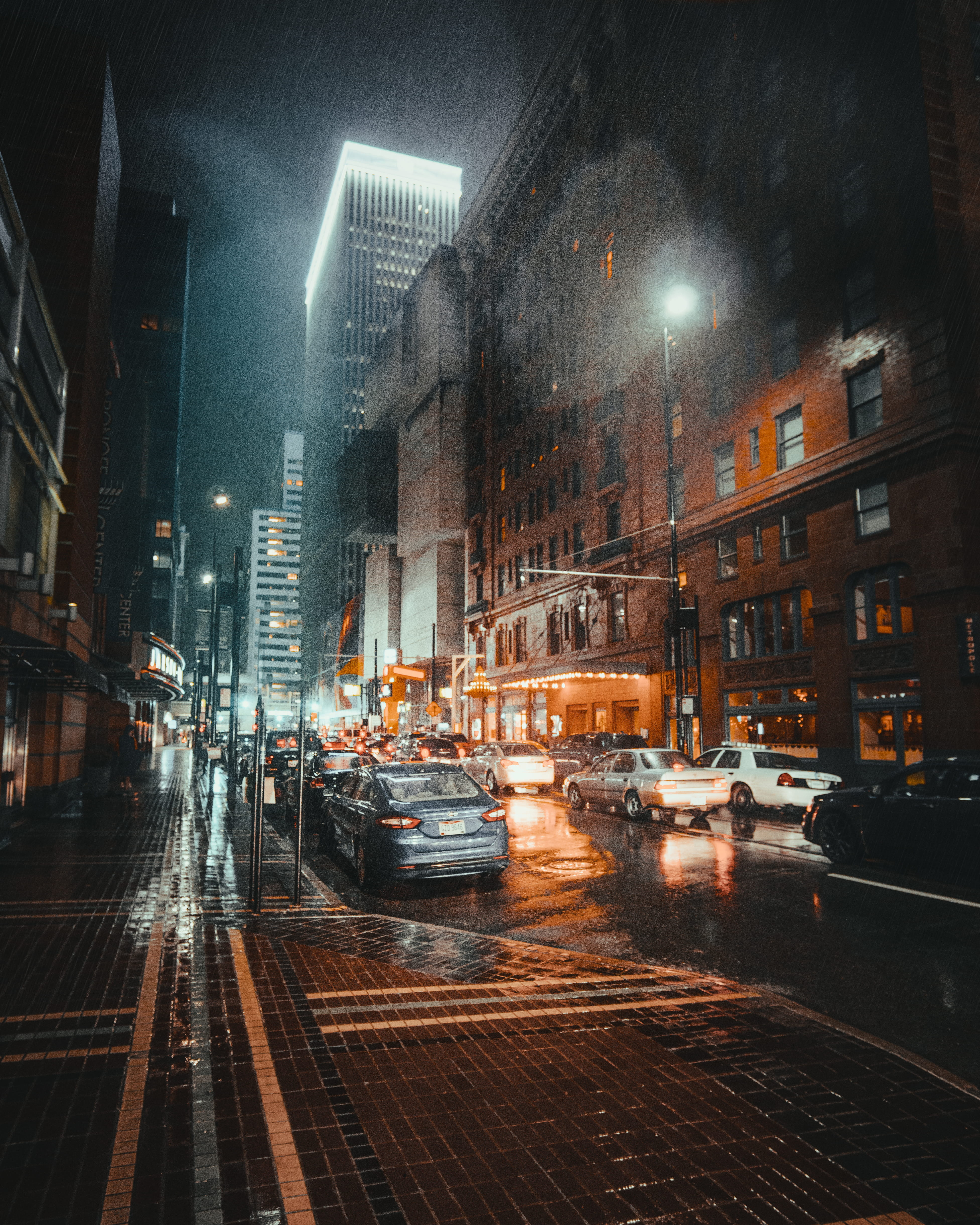 downtown District, architecture, building, famous Place, nightlife, office Building, skyscraper, travel, street Light, taxi, roadside, transportation, manhattan - New York City, Phone HD Wallpaper