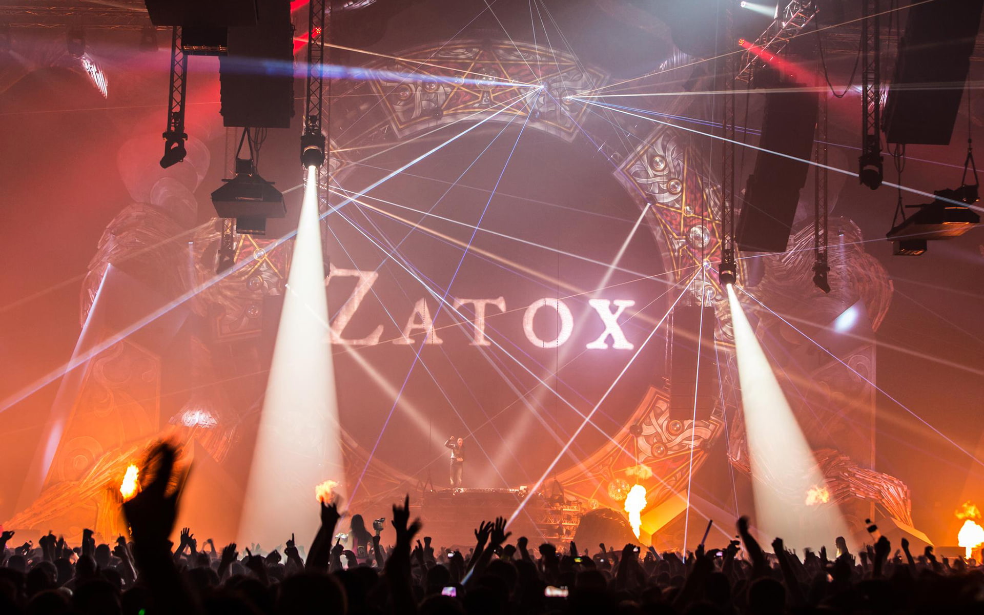 music, zatox, hd, laser, crowd, concert, rave, 1080P, HD Wallpaper