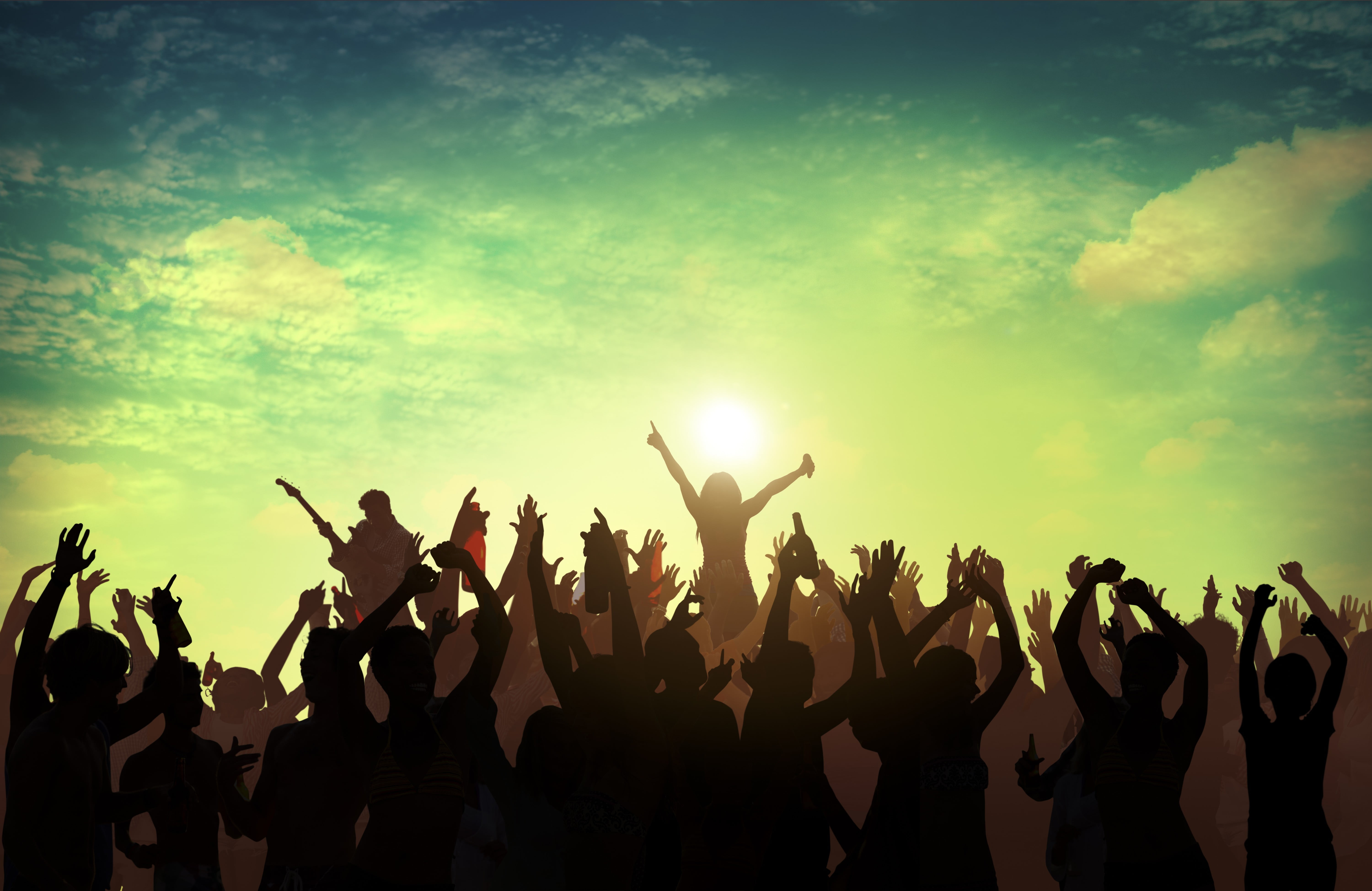 nightlife, festival, men, sunset, adult, lifestyles, enjoyment, togetherness, arts culture and entertainment, music, rock music, nature, people, human arm, HD Wallpaper
