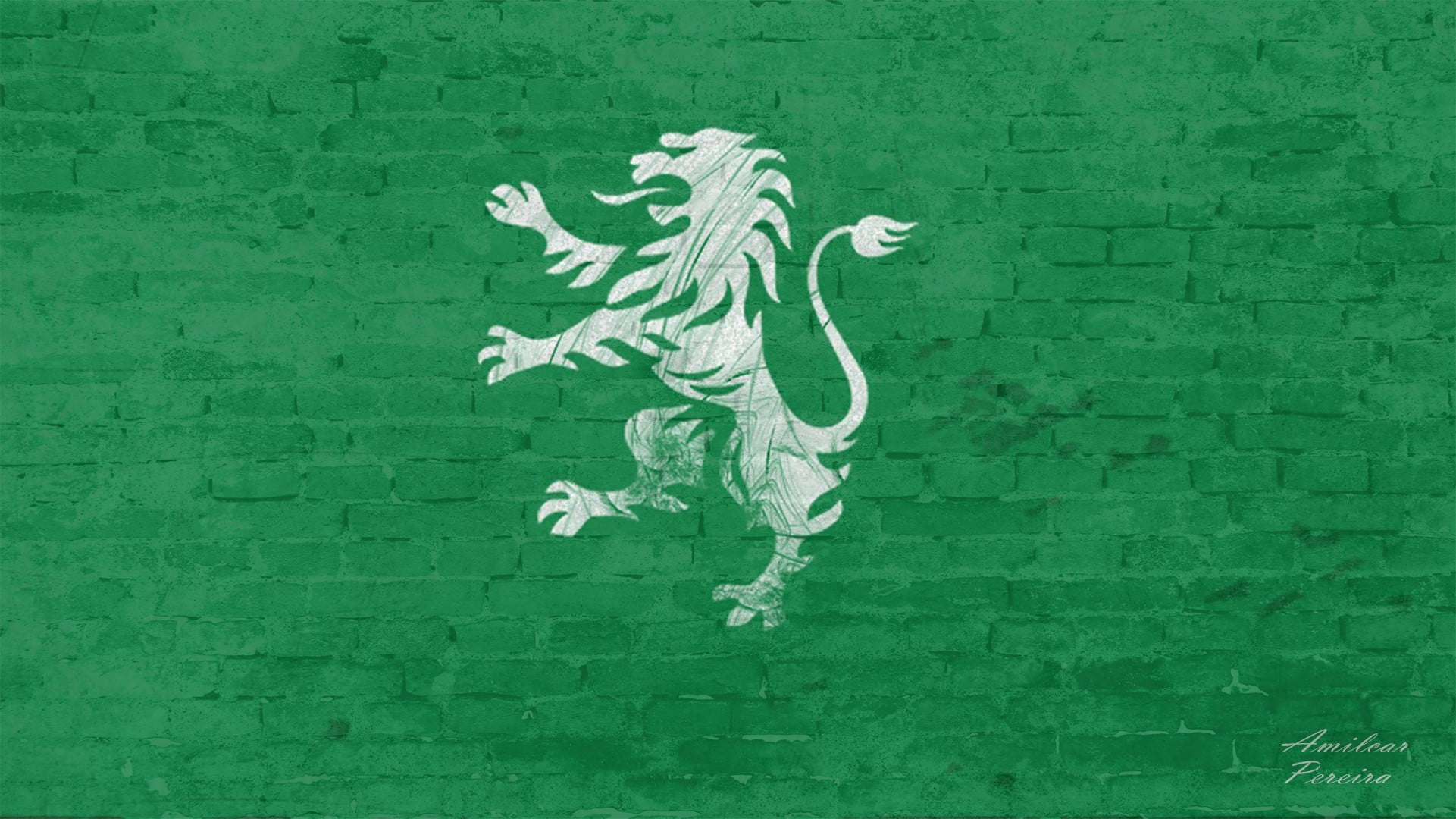 architecture, human representation, nature, no people, mural, day, Leão , textured, wall - building feature, Sporting Clube de Portugal, green background, HD Wallpaper