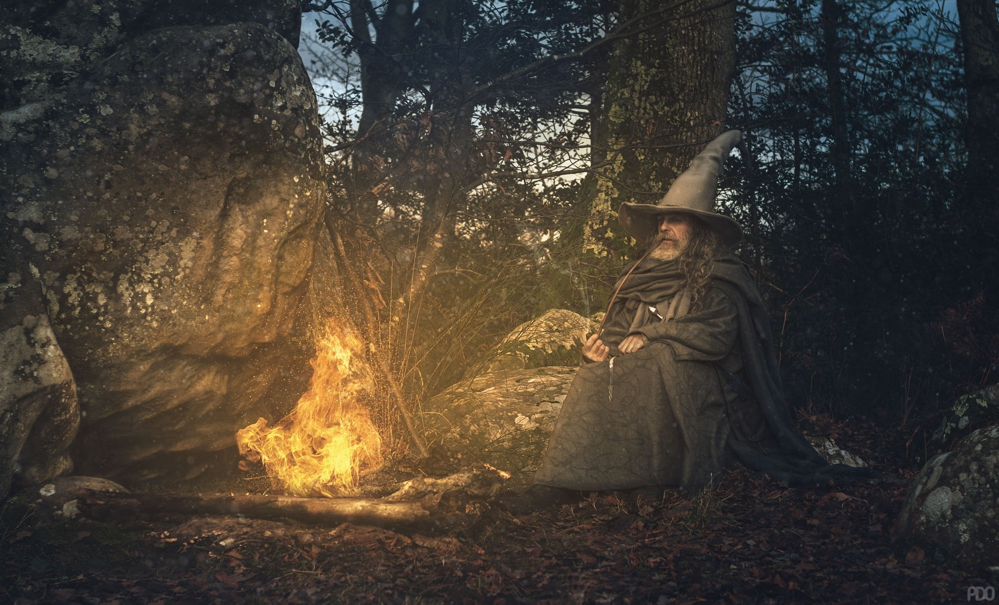 fantasy art, fireplace, Priscilla DO, 1080P, wizard, men, HD Wallpaper