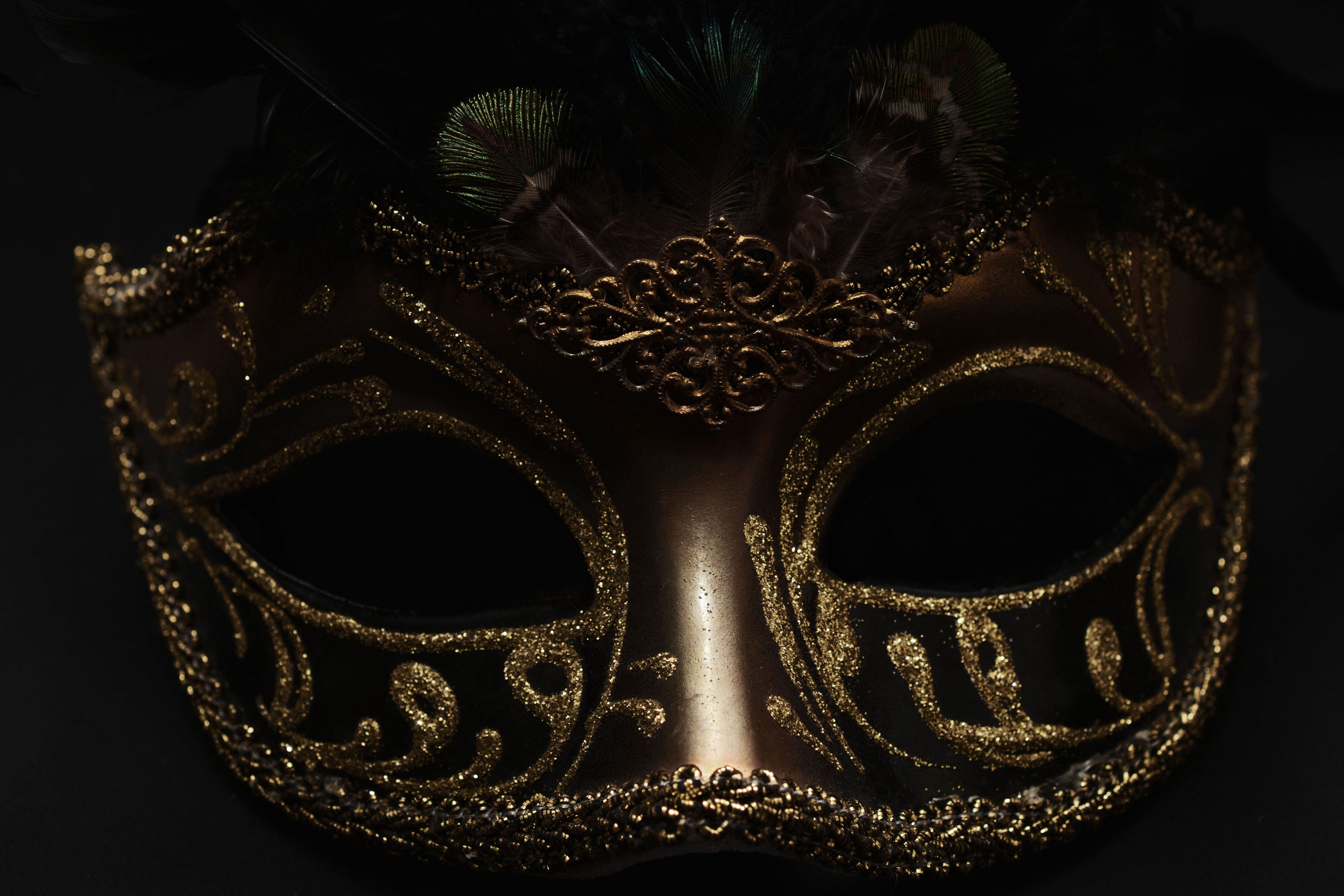 precious gem, headdress, venezia, silver colored, costume, carnival, black color, carneval, close-up, luxury, celebration, mask, feather, venice, black, HD Wallpaper
