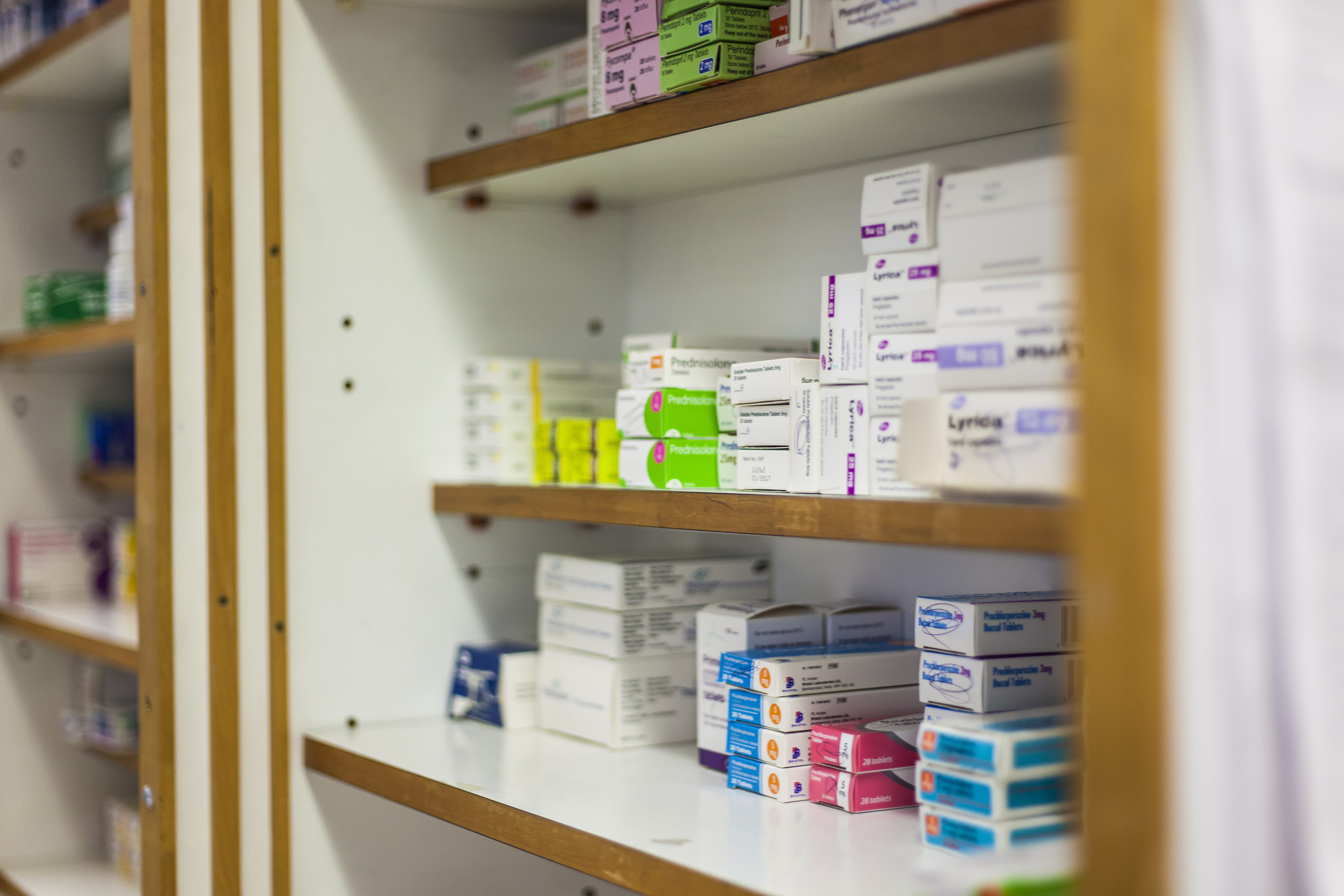 arrangement, indoors, Medicine, boxes, Medical, business, bookshelf, in a row, 5K, abundance, cabinet, laboratory, container, large group of objects, selective focus, HD Wallpaper