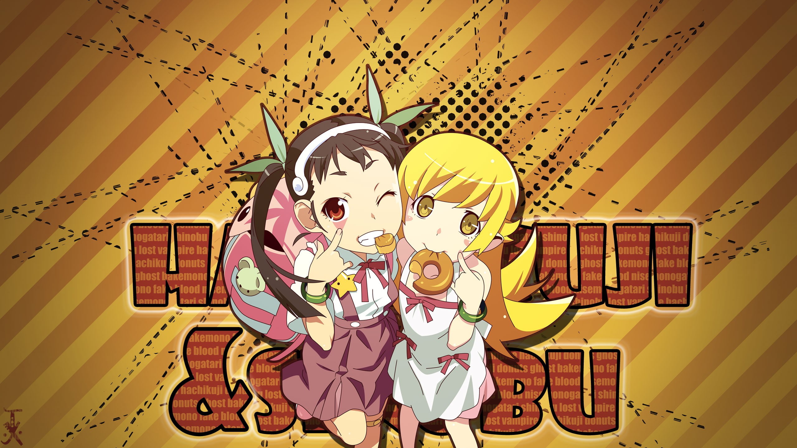 toy, anime, pattern, multi colored, decoration, representation, Oshino Shinobu, still life, yellow, craft, creativity, Monogatari Series, no people, human representation, HD Wallpaper