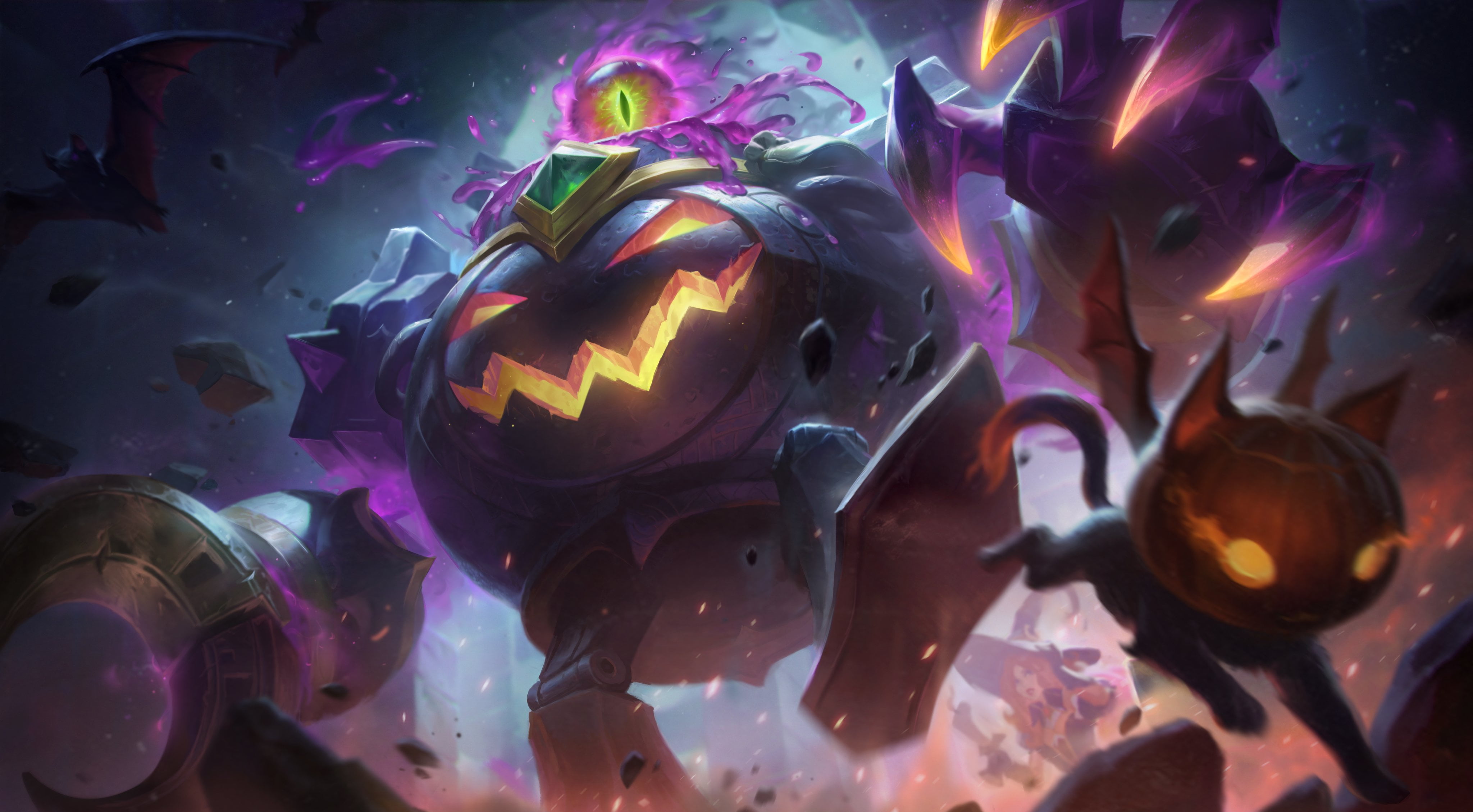 Blitzcrank (League of Legends), Blitzcrank, Riot Games, 4K, witch, dark, Halloween, League of Legends, HD Wallpaper