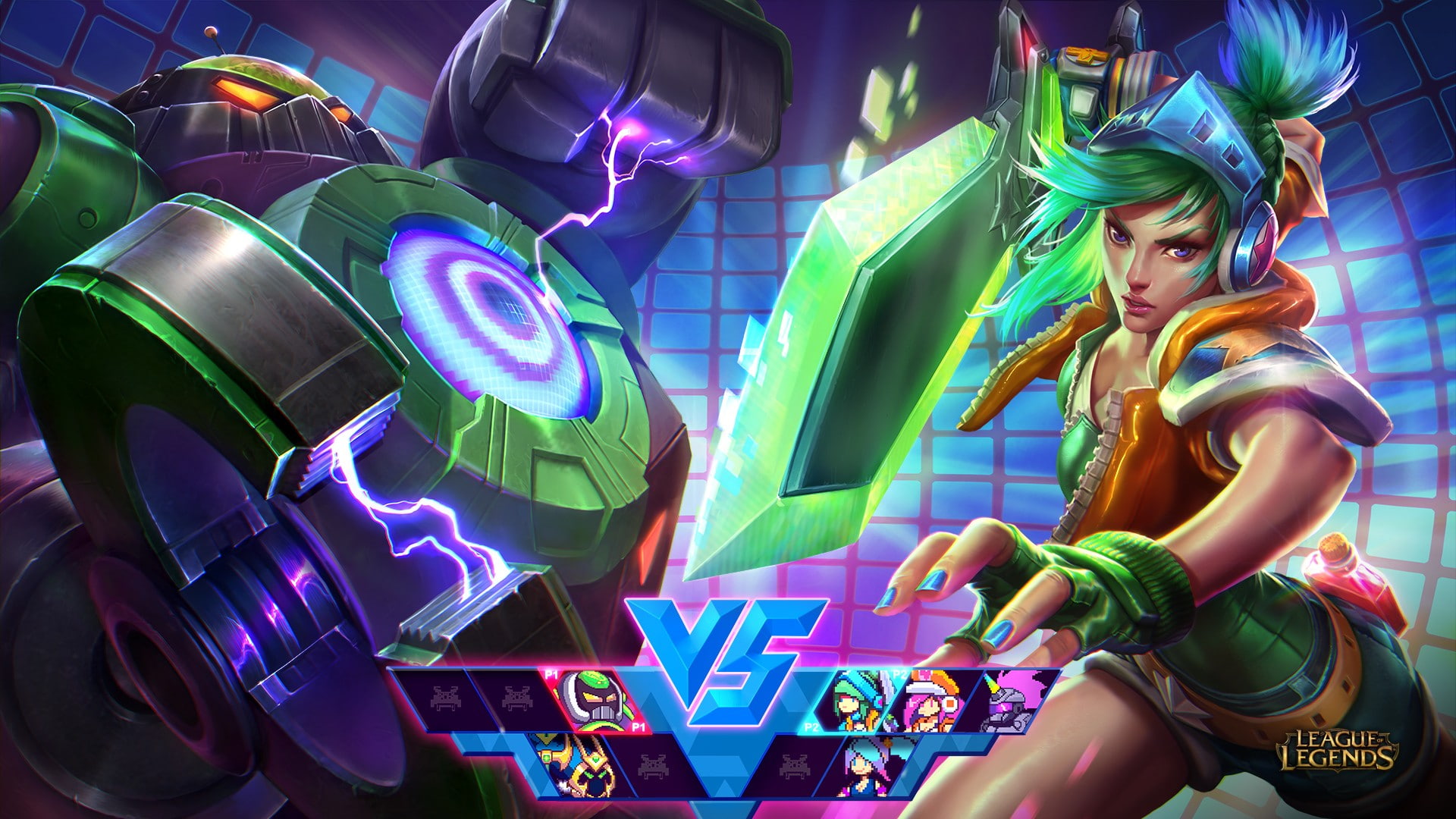 1080P, Arcade, League Of Legends, Blitzcrank, Riven, HD Wallpaper