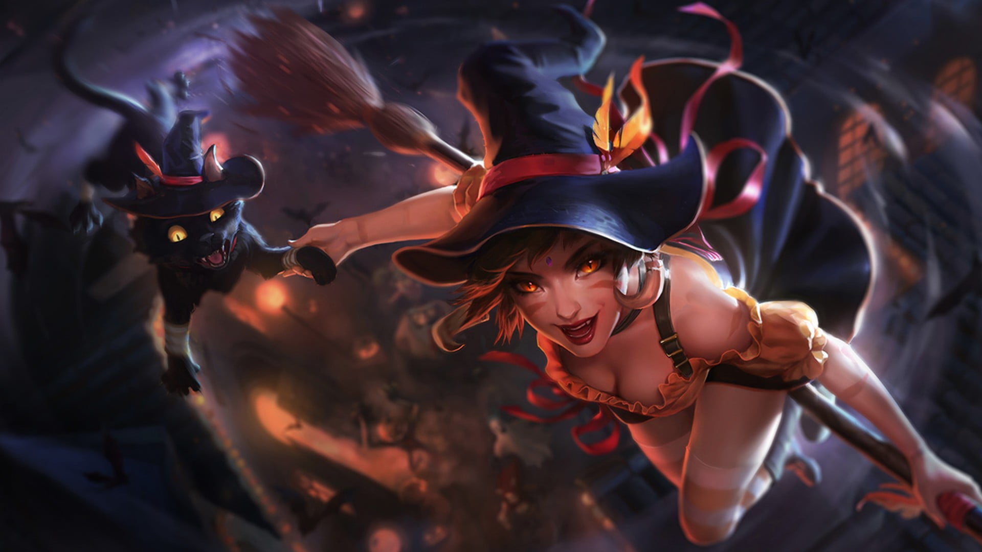 night, lifestyles, front view, incidental people, Nidalee (League of Legends), indoors, League of Legends, cat, one person, emotion, portrait, young women, HD Wallpaper