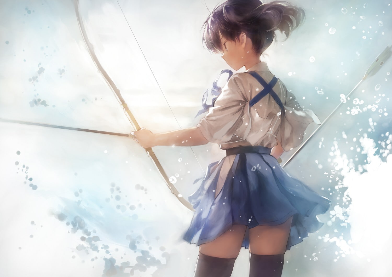 anime girls, women, lifestyles, innocence, girls, bow, Kantai Collection, anime, 720P, hairstyle, casual clothing, one person, three quarter length, Kaga (KanColle), HD Wallpaper