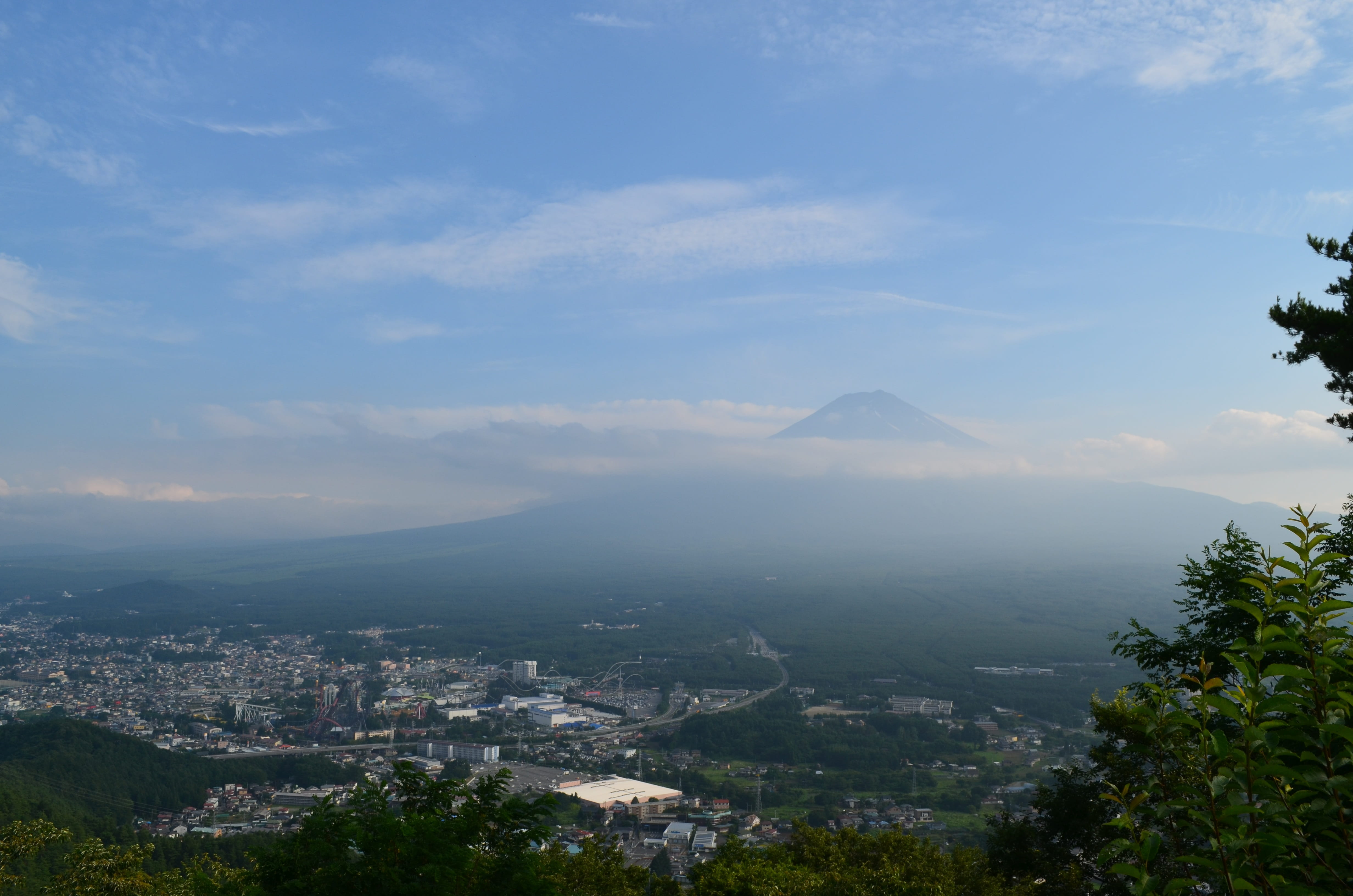 day, townscape, tree, city, kawaguchiko traffic, plant, fuji, cloud - sky, building, outdoors, mountain peak, mountain, Kawaguchiko, no people, residential district, HD Wallpaper