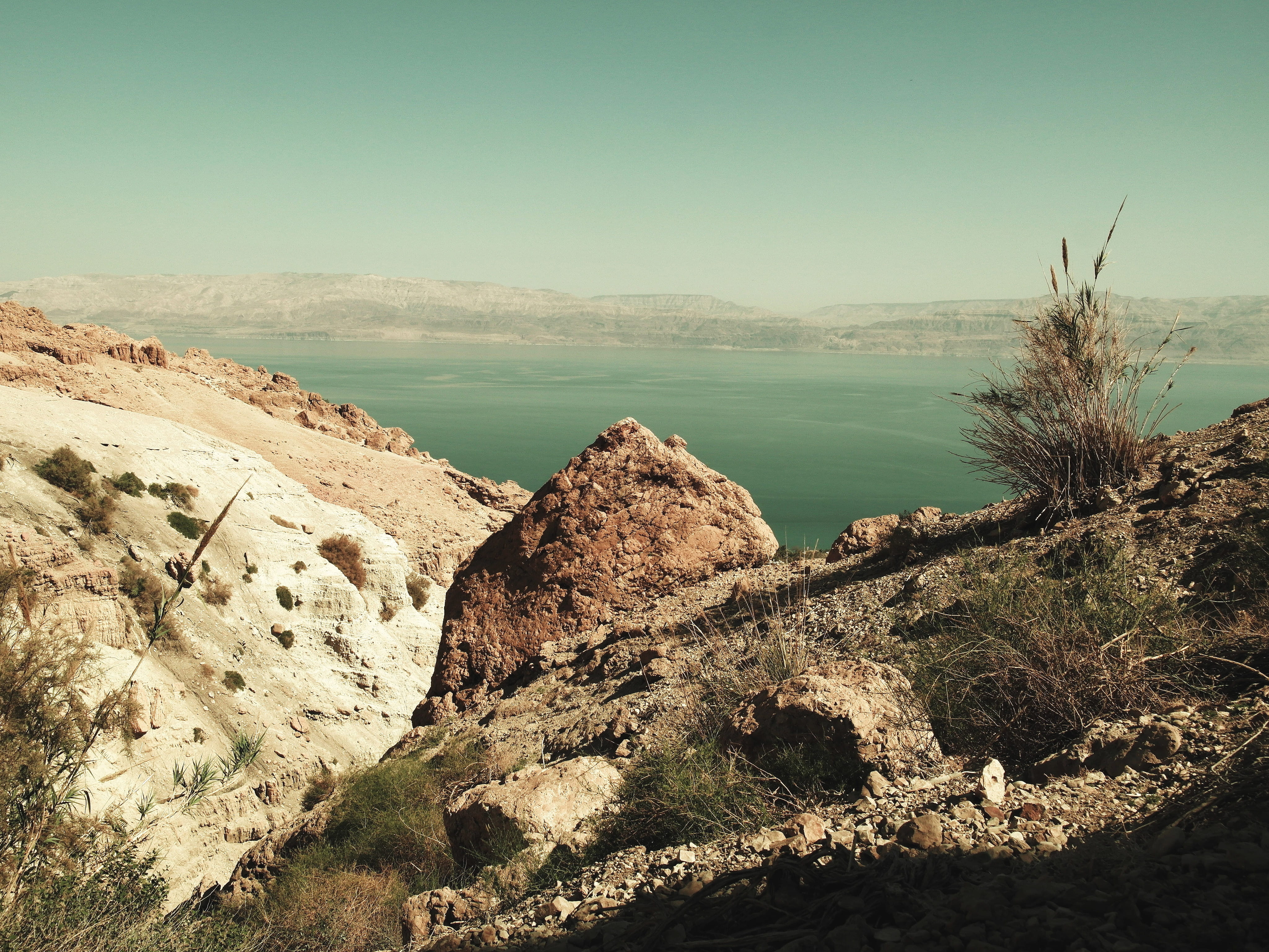 water, tranquility, clear sky, landscape, dead sea, ein gedi, desert, scenics - nature, environment, mountain range, outdoors, beauty in nature, formation, HD Wallpaper