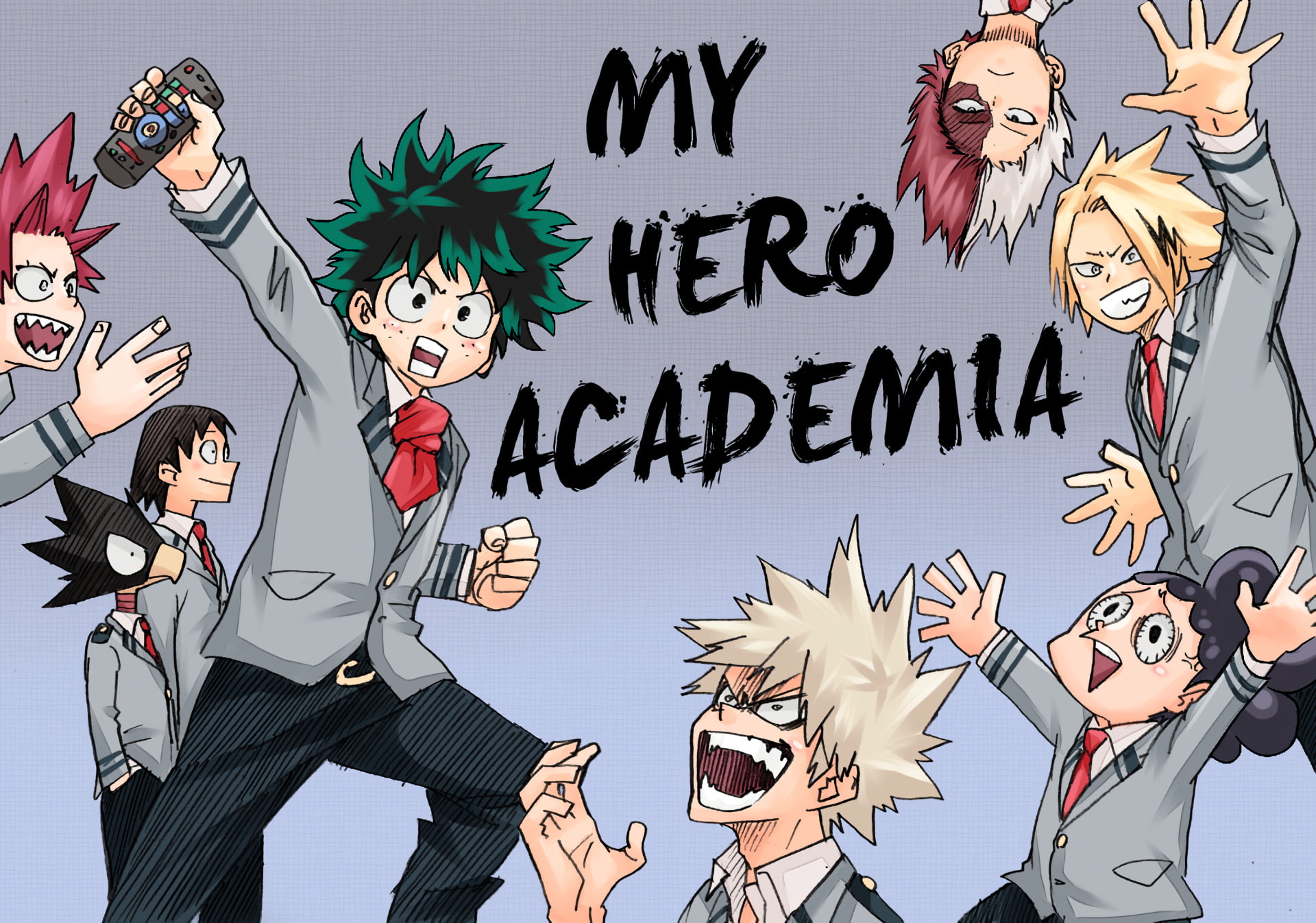 text, positive emotion, emotion, Fumikage Tokoyami, western script, My Hero Academia, group of people, arts culture and entertainment, fun, Denki Kaminari, HD Wallpaper