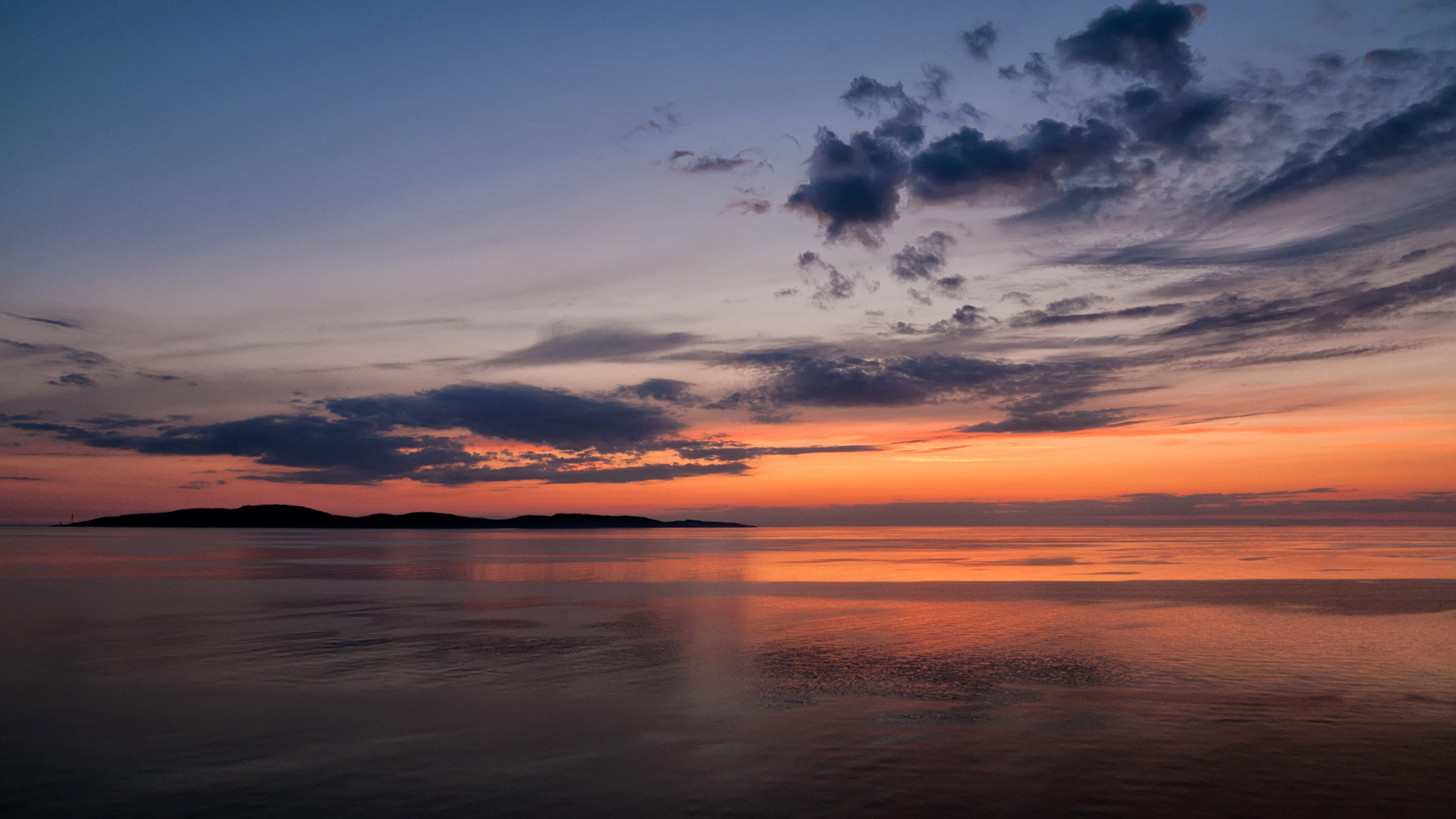 beauty In Nature, sunlight, weather, horizon Over Water, romantic sky, skies, sun, summer, low tide, baltic sea, landscape, dawn, blue, clouds, red, water, HD Wallpaper