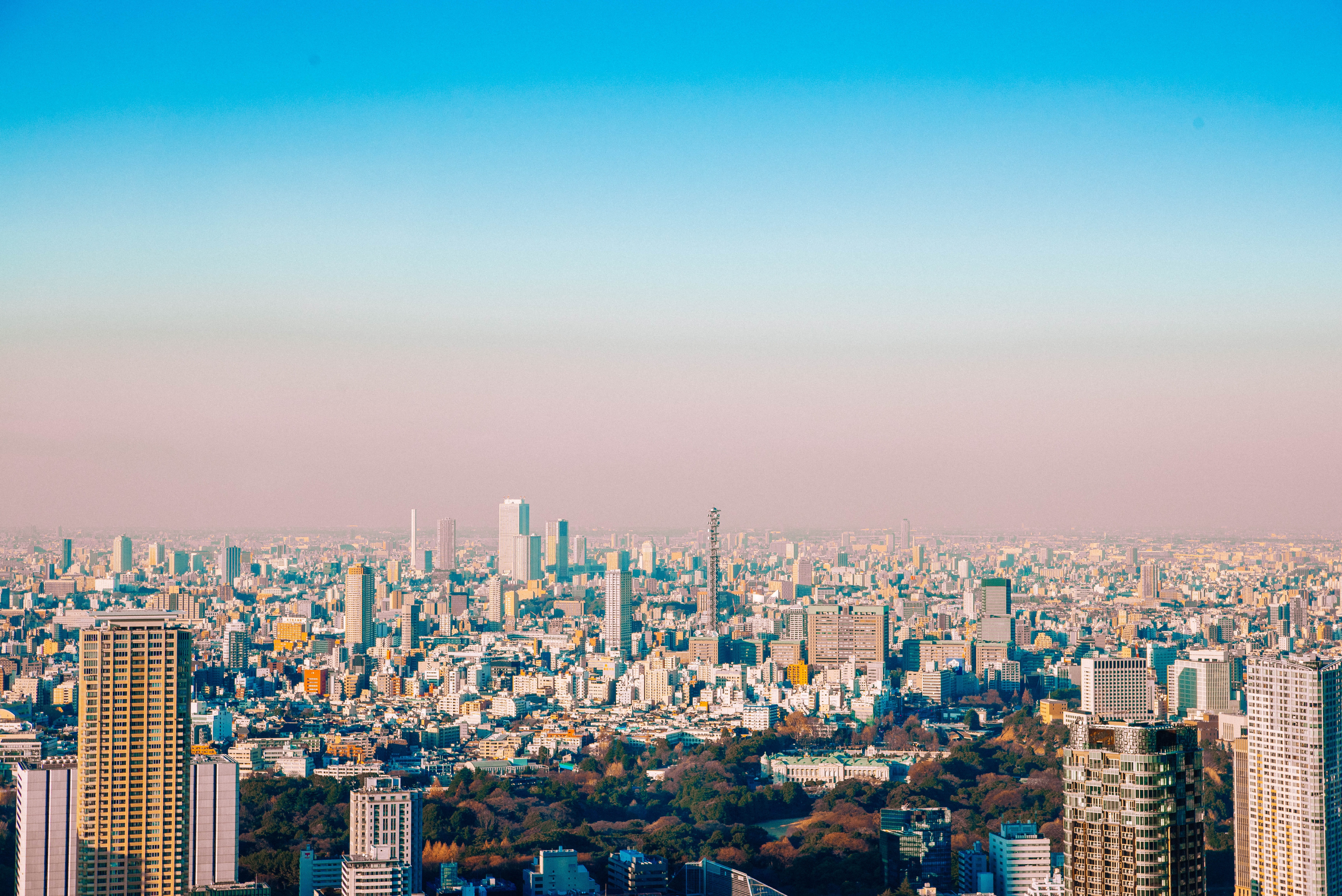 nature, blue, high rise building, crowded, sky, residential district, 5K, buildings skyscrapers urban, day, outdoors, japan, office building exterior, HD Wallpaper