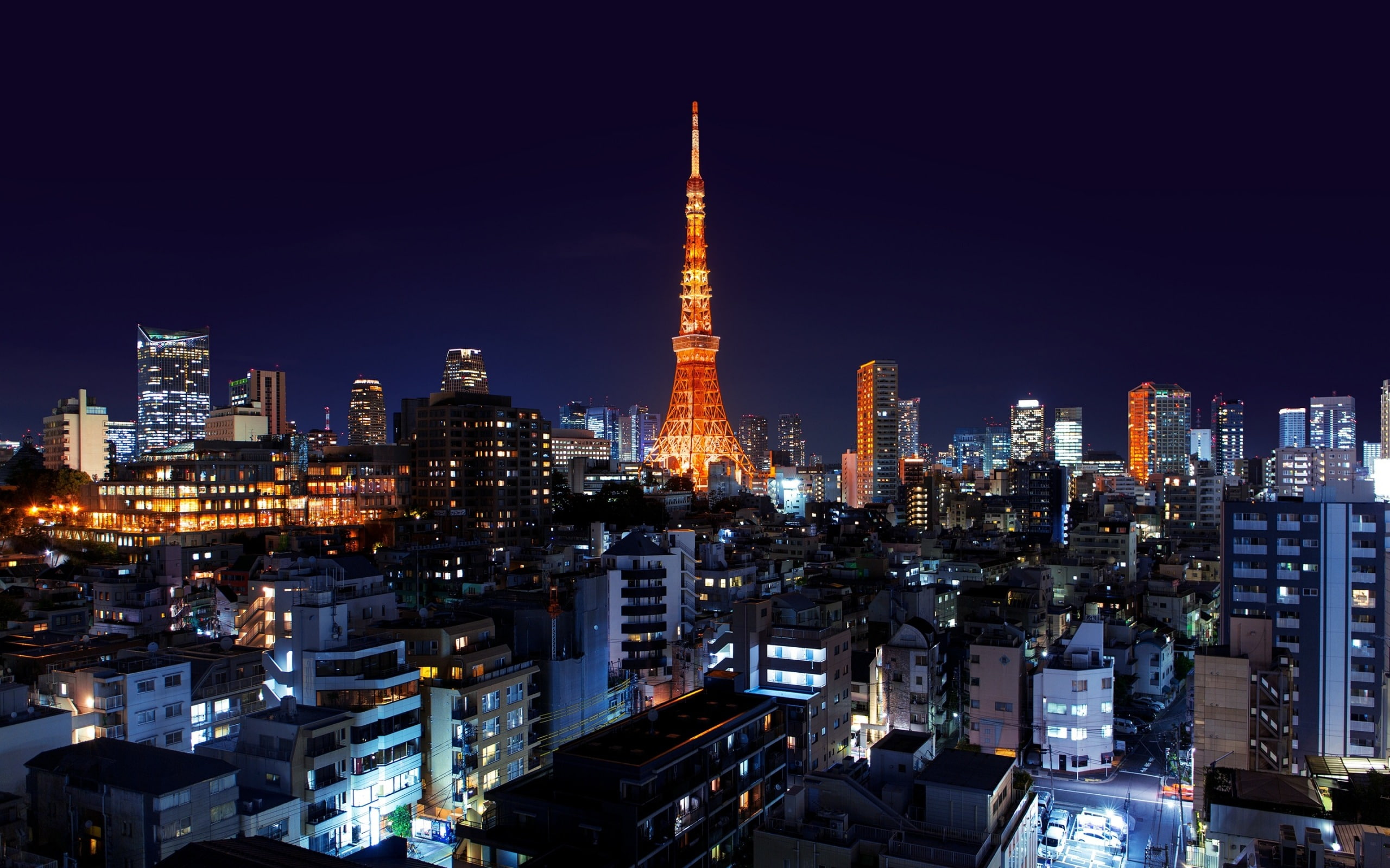 japan, cities, city, night, building exterior, built structure, skyscraper, crowded, minato, landscape, tall - high, wallpa, nature, roppongi, spire, 2K, HD Wallpaper