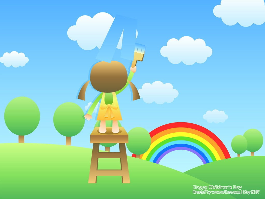 s, day, june, celebration, holidays, june 1, brushing, girl, simple, simple background, children, children s day, background, 480P, HD Wallpaper