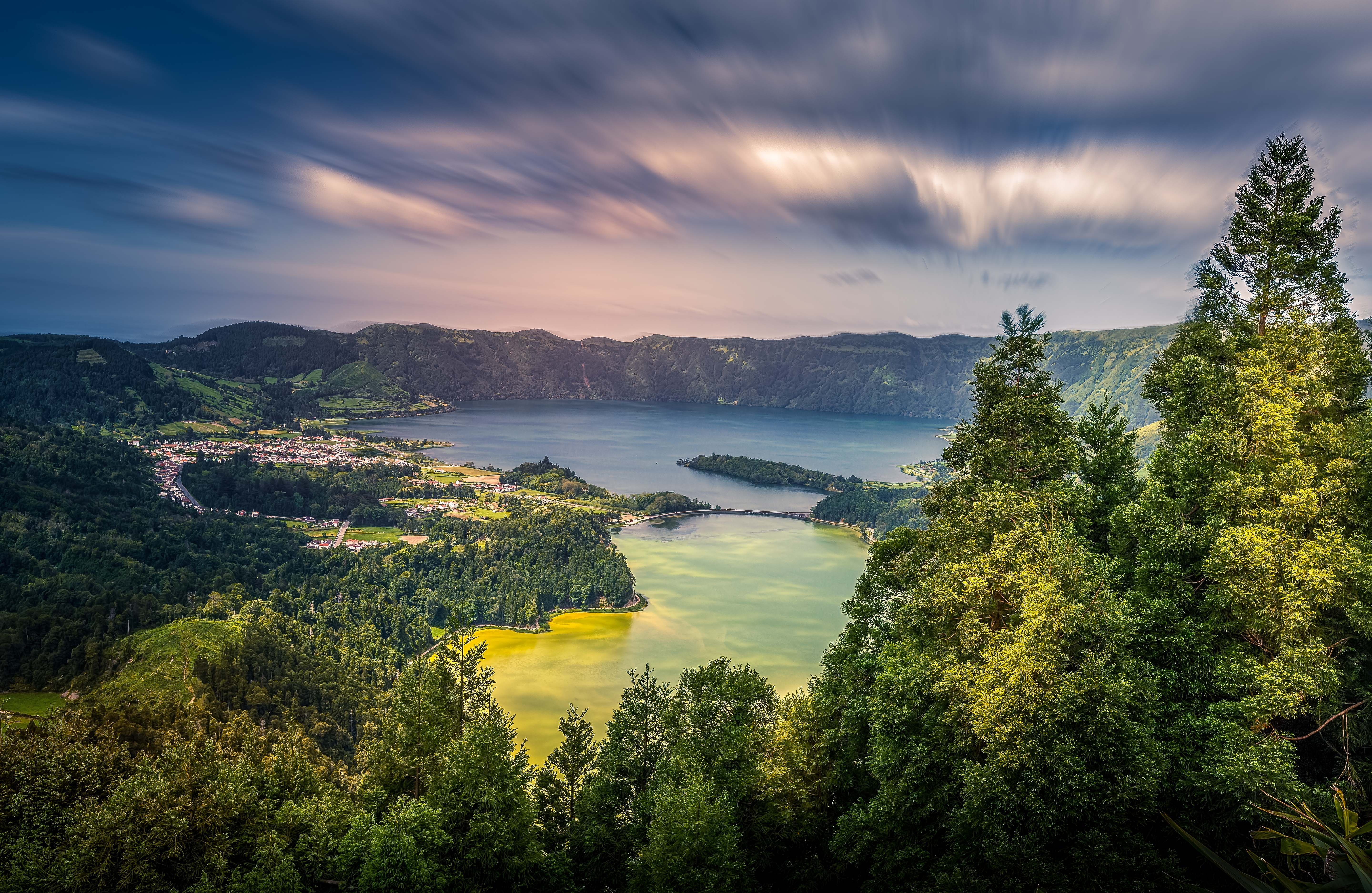 nature, growth, green color, sete cidades, acores, cloud - sky, plant, forest, scenics - nature, non-urban scene, beauty in nature, volcano, 5K, island, HD Wallpaper
