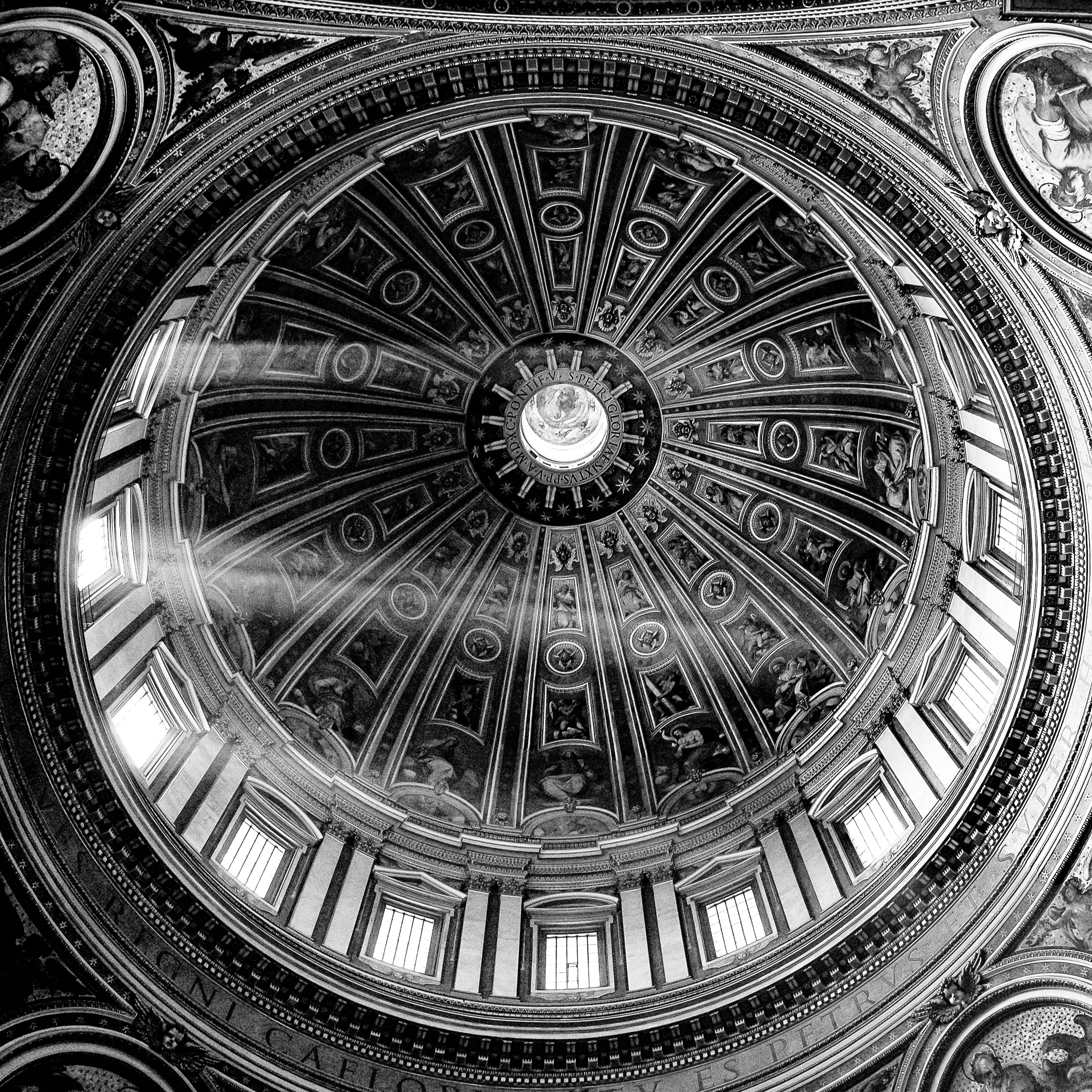 cupola, 2K, place of worship, belief, architecture, low angle view, historical, shape, looking up, history, ray of light, rome, built structure, città del vaticano, Phone HD Wallpaper