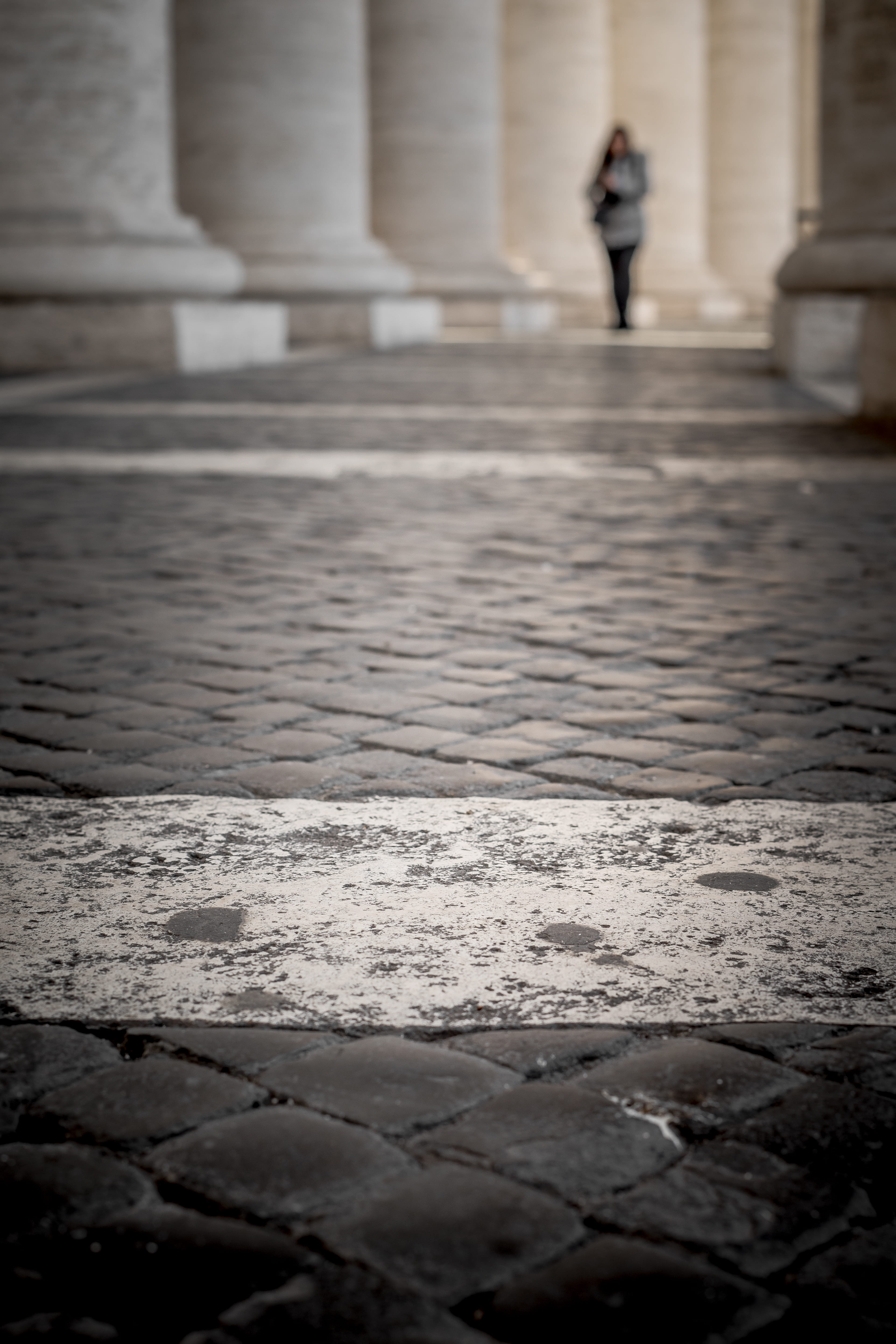 architecture, day, colomnade, travel destinations, walking, building, one person, vatican city, città del vaticano, adult, real people, 5K, girl, history, Phone HD Wallpaper