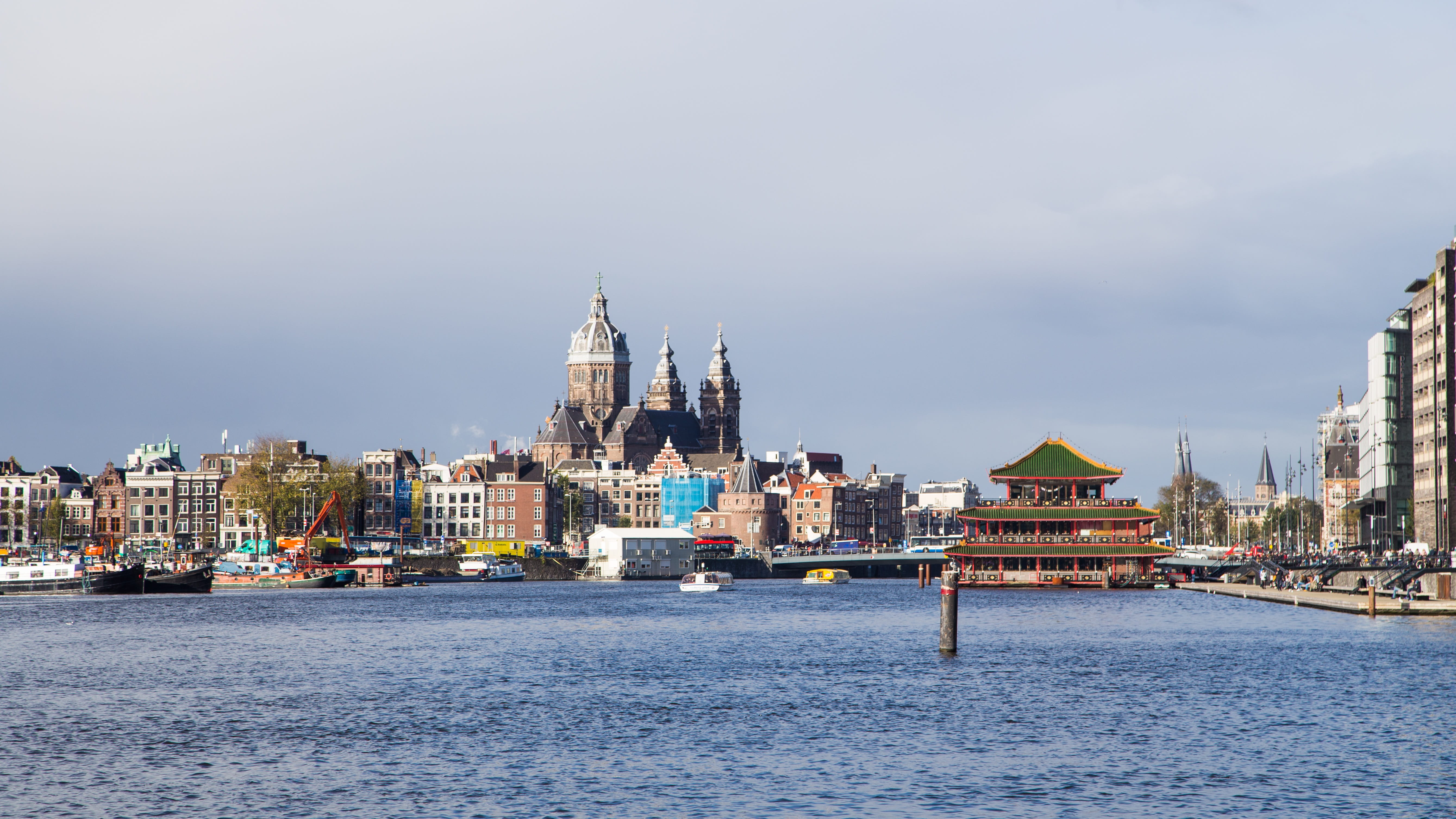 travel, religion, building exterior, 5K, outdoors, city, day, belief, amsterdam, nature, holland, transportation, building, netherlands, no people, built structure, HD Wallpaper