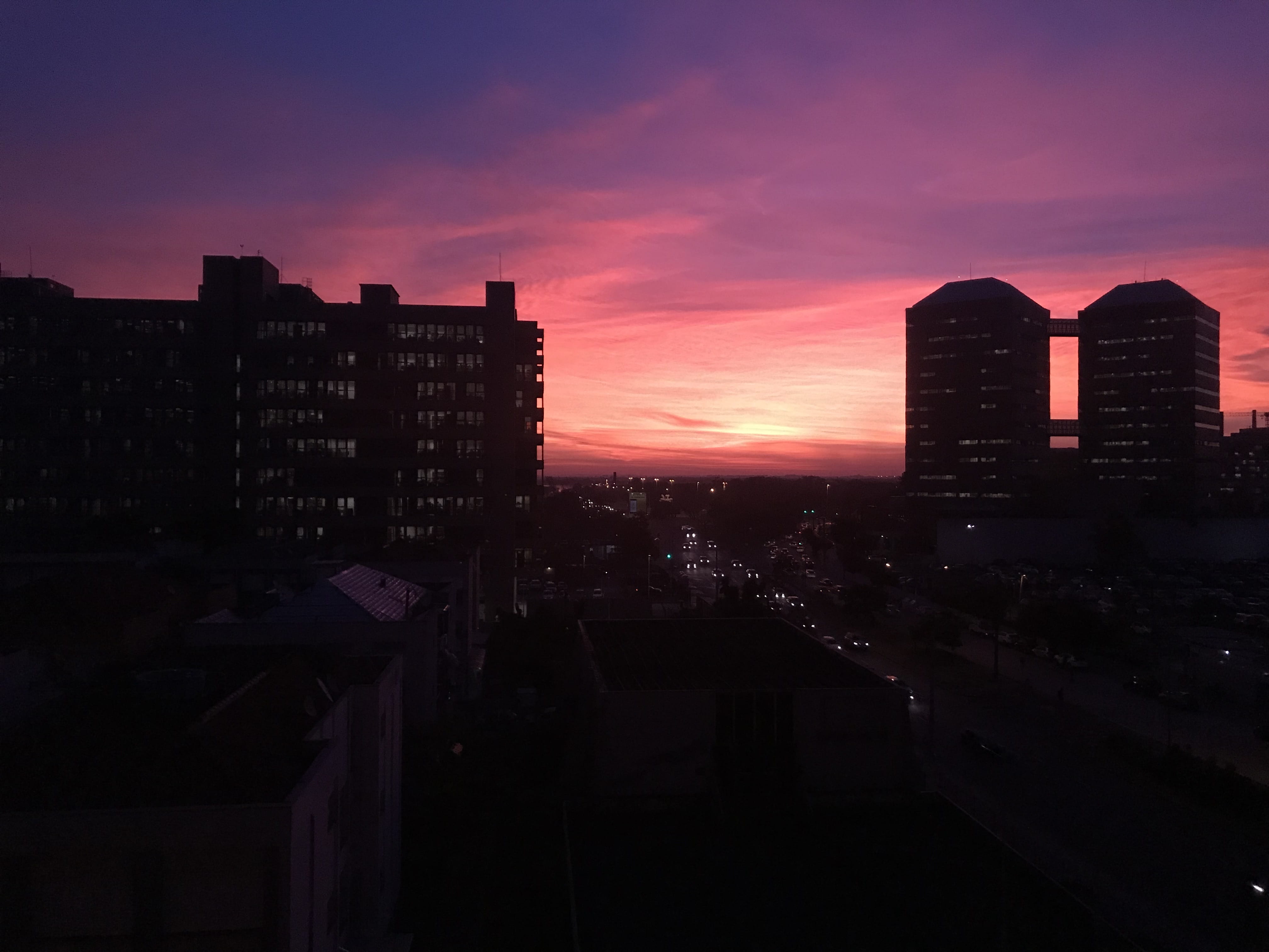 modern, clouds, rio grande do sul, residential district, cityscape, dusk, eventide, dom, no people, sunset, office, nature, city, orange, 4K, red, sol, HD Wallpaper
