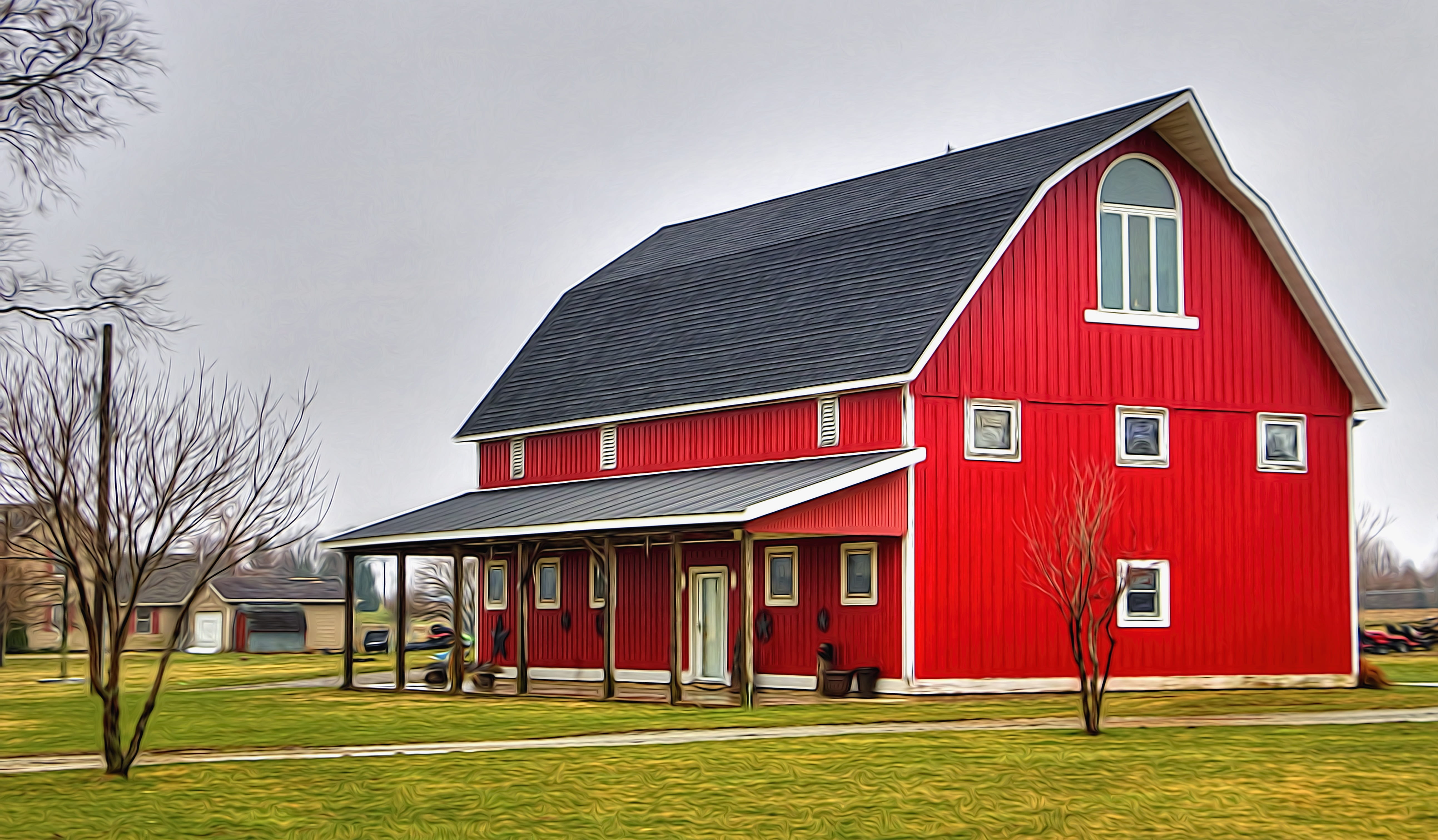 plant, farm, photo, building, house, scenic, scenery, buildings, country, home decor, nature, cloudy, agriculture, barn, champaign county, agricultural, HD Wallpaper