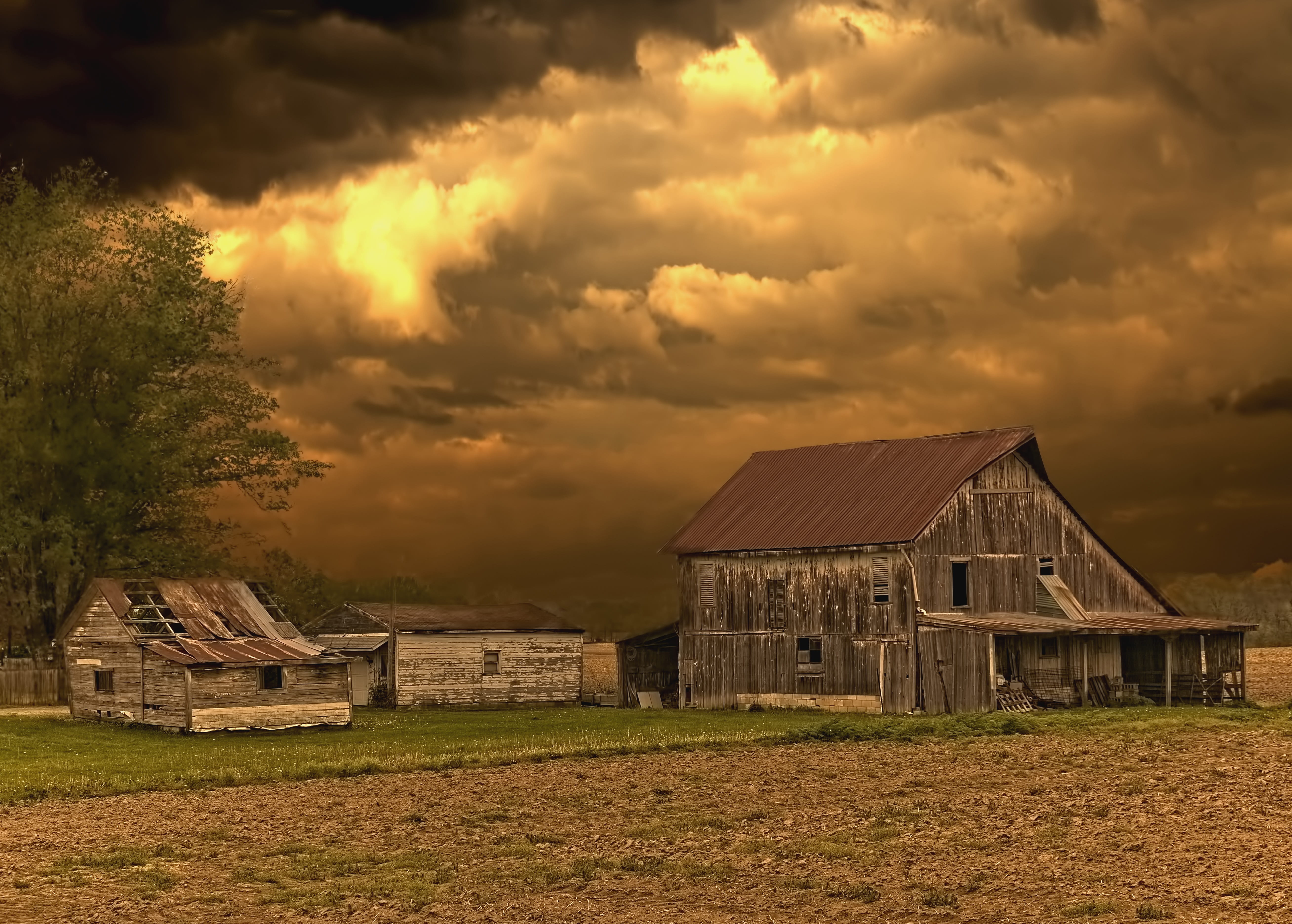 buildings, agricultural building, tree, farm, house, photo, sturgell, scenery, farmhouse, bill sturgell, rural, barn, scenic, county, land, historic, americana, HD Wallpaper