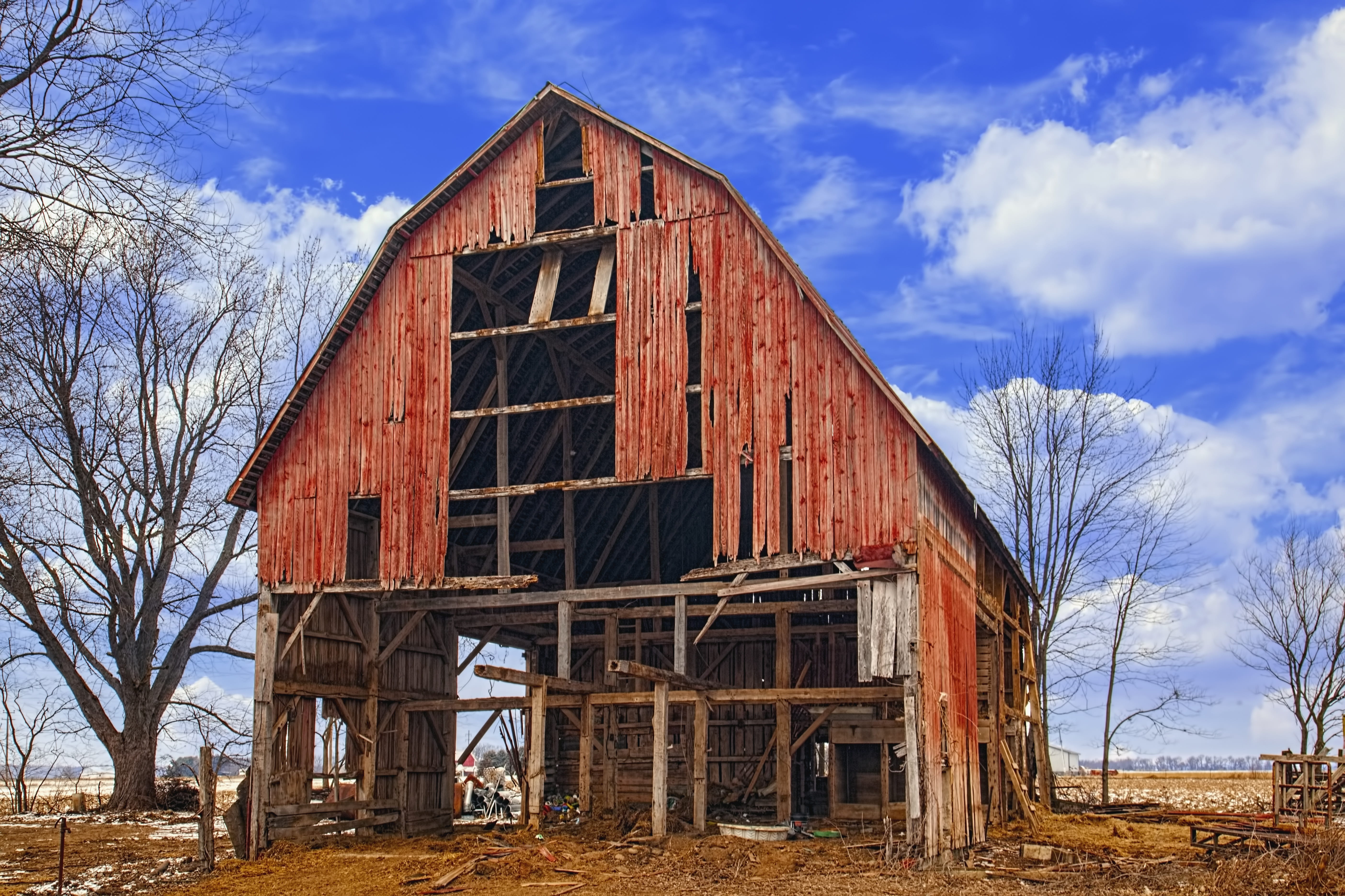 william sturgell, digital art, 5K, rural, built structure, building exterior, cloudy, farmhouse, champaign, structure, sky, scenery, no people, trees, HD Wallpaper
