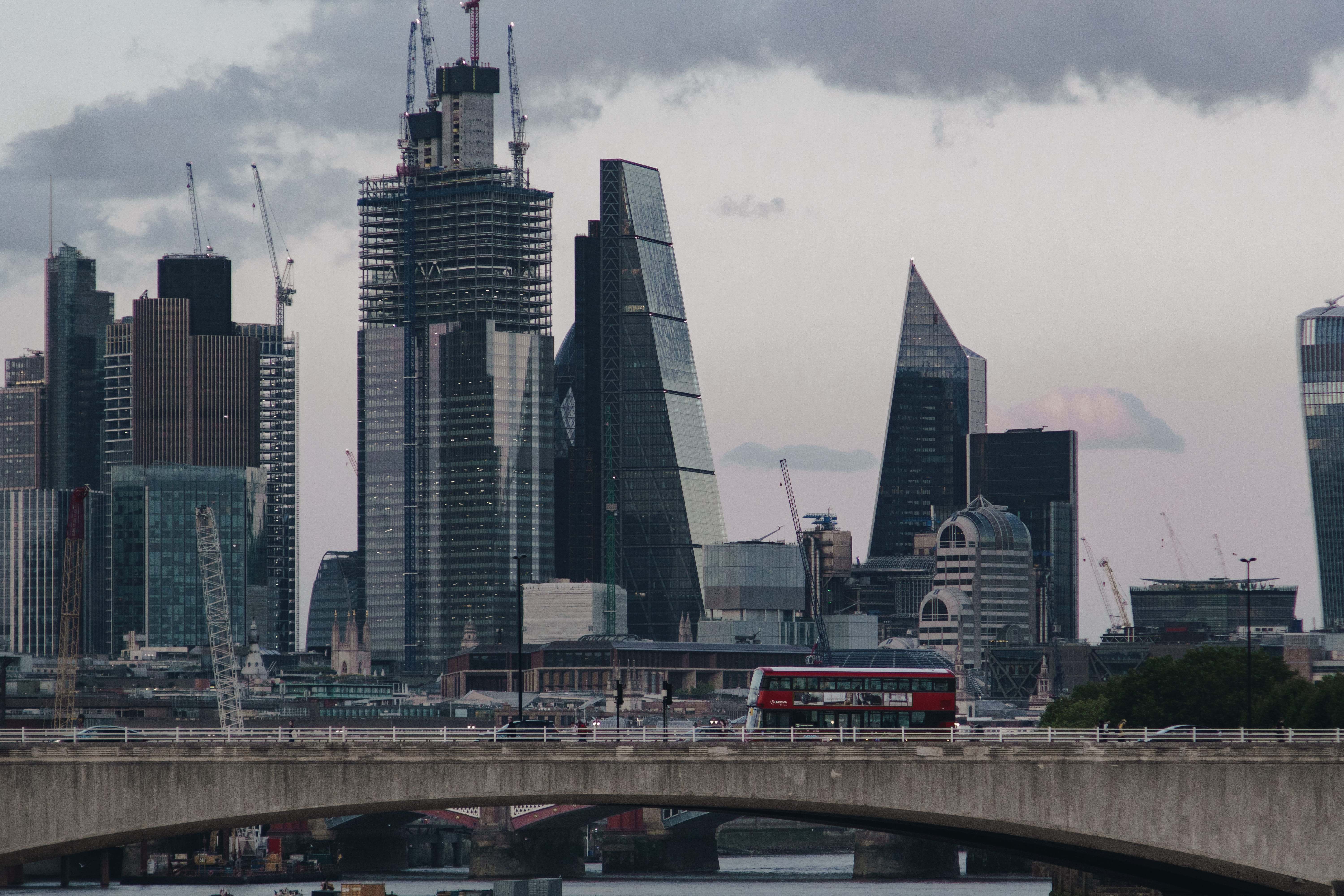 london, skyscraper, london city, built structure, building, building exterior, office building exterior, bridge, skyline, urban skyline, connection, high rise, HD Wallpaper