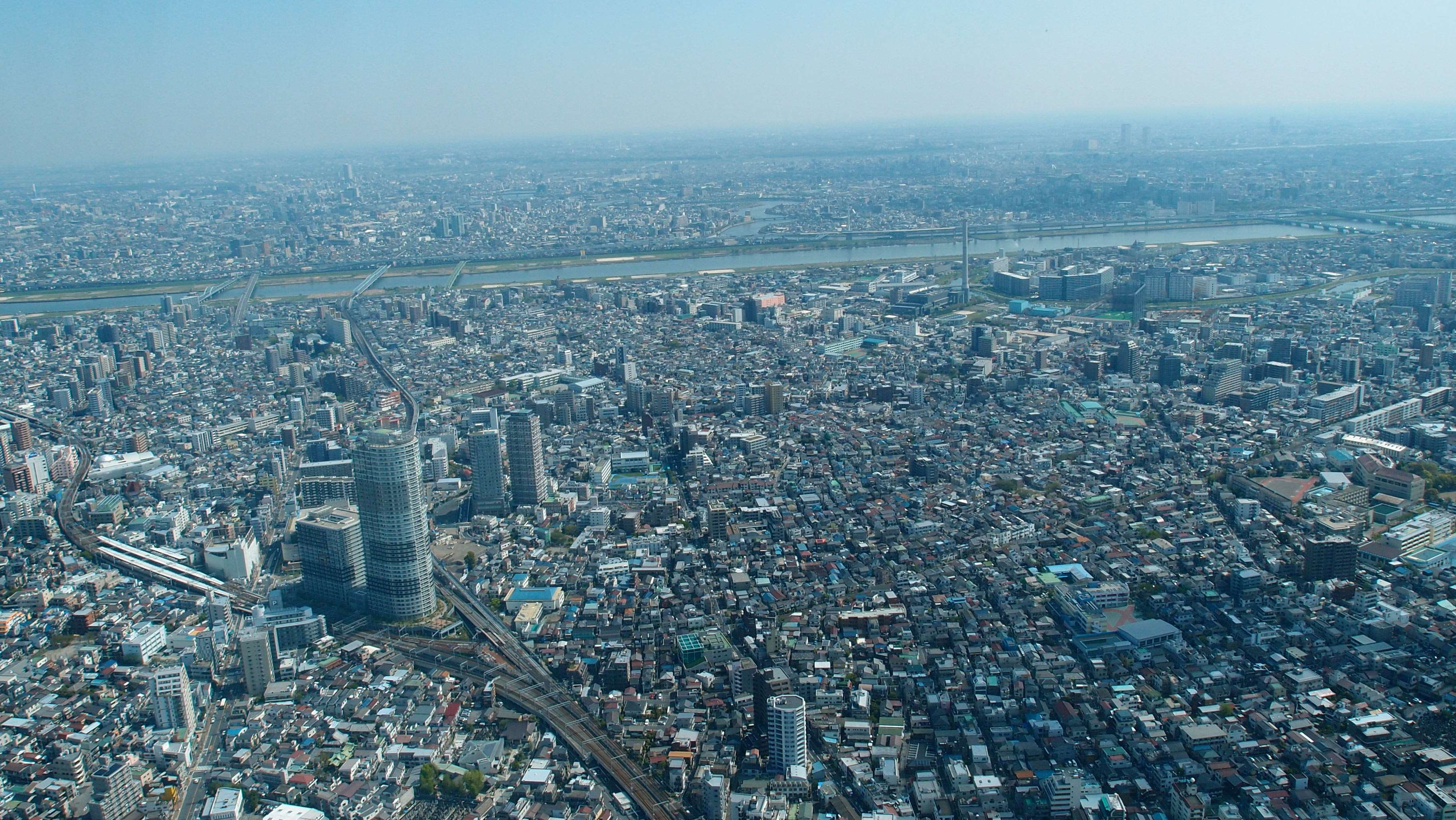 built structure, sky, day, office building exterior, architecture, birds eye view, financial district, buildings, outdoors, aerial view, tokyo skytree, HD Wallpaper