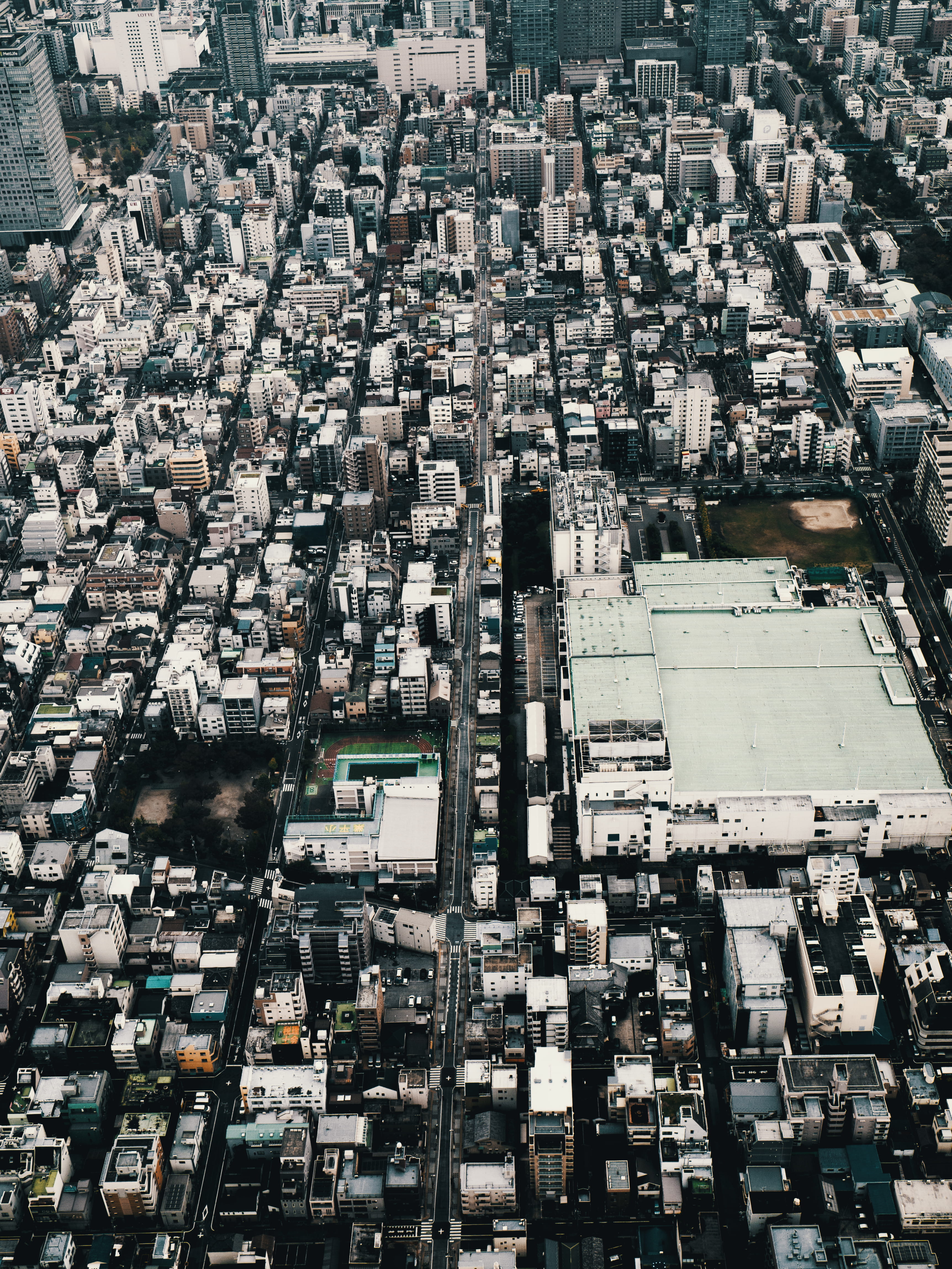 building exterior, crowded, architecture, drone view, city, tokyo skytree, day, full frame, backgrounds, aerial view, skyscraper, high angle view, residential district, Phone HD Wallpaper