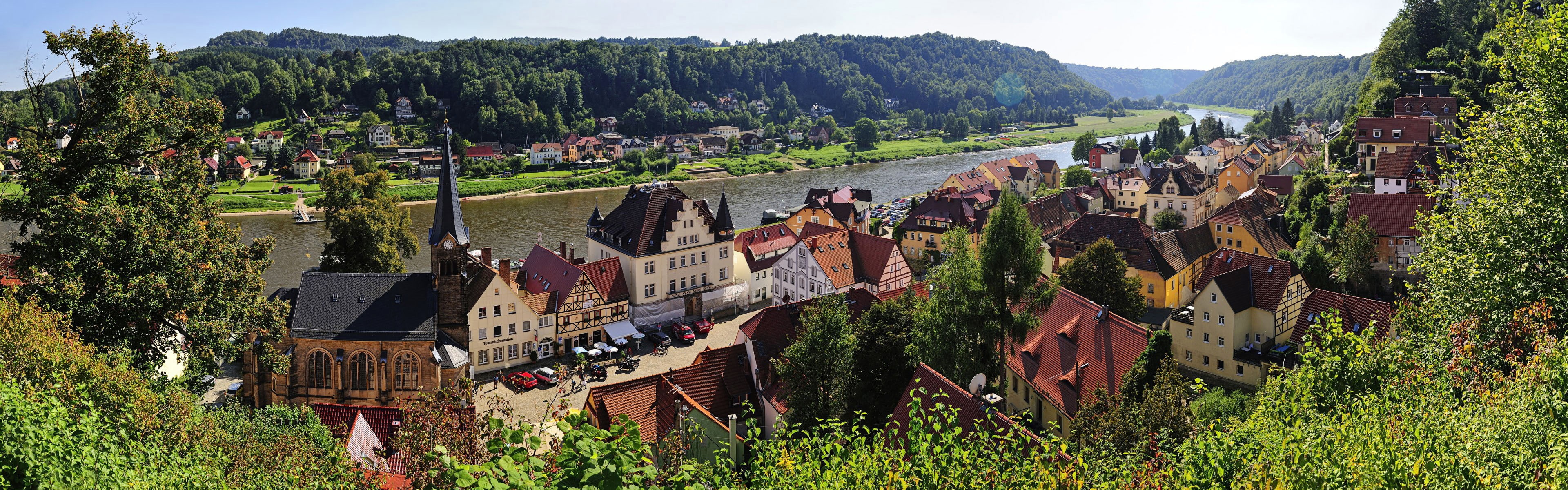 Wehlen, River, Saxony, Stadt, Town, Elbe, house, Germany, 4K, HD Wallpaper