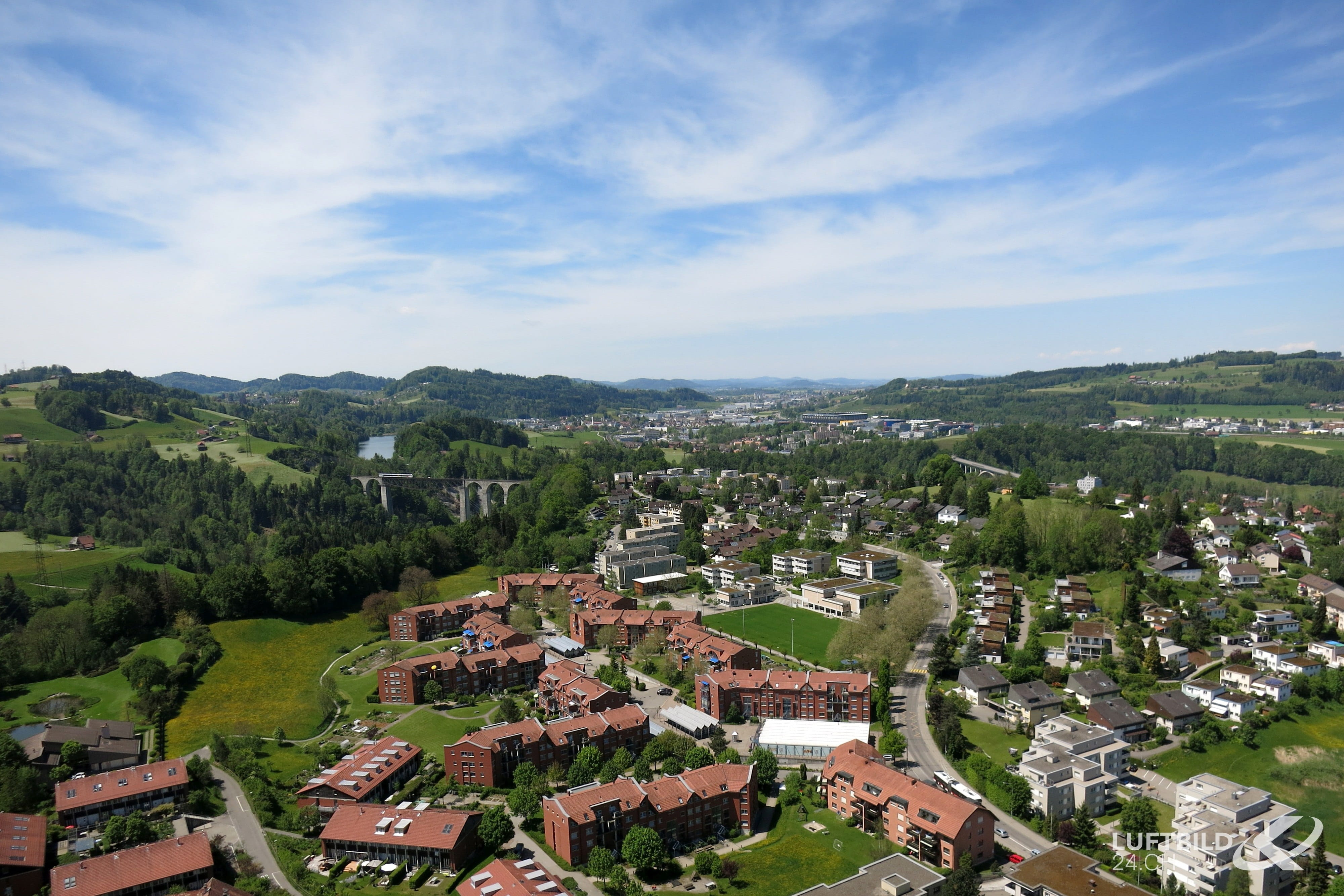 green Color, Schweiz, cityscape, beauty in nature, architecture, cloud - sky, residential district, hill, city, nature, scenics, day, outdoors, landscape, HD Wallpaper