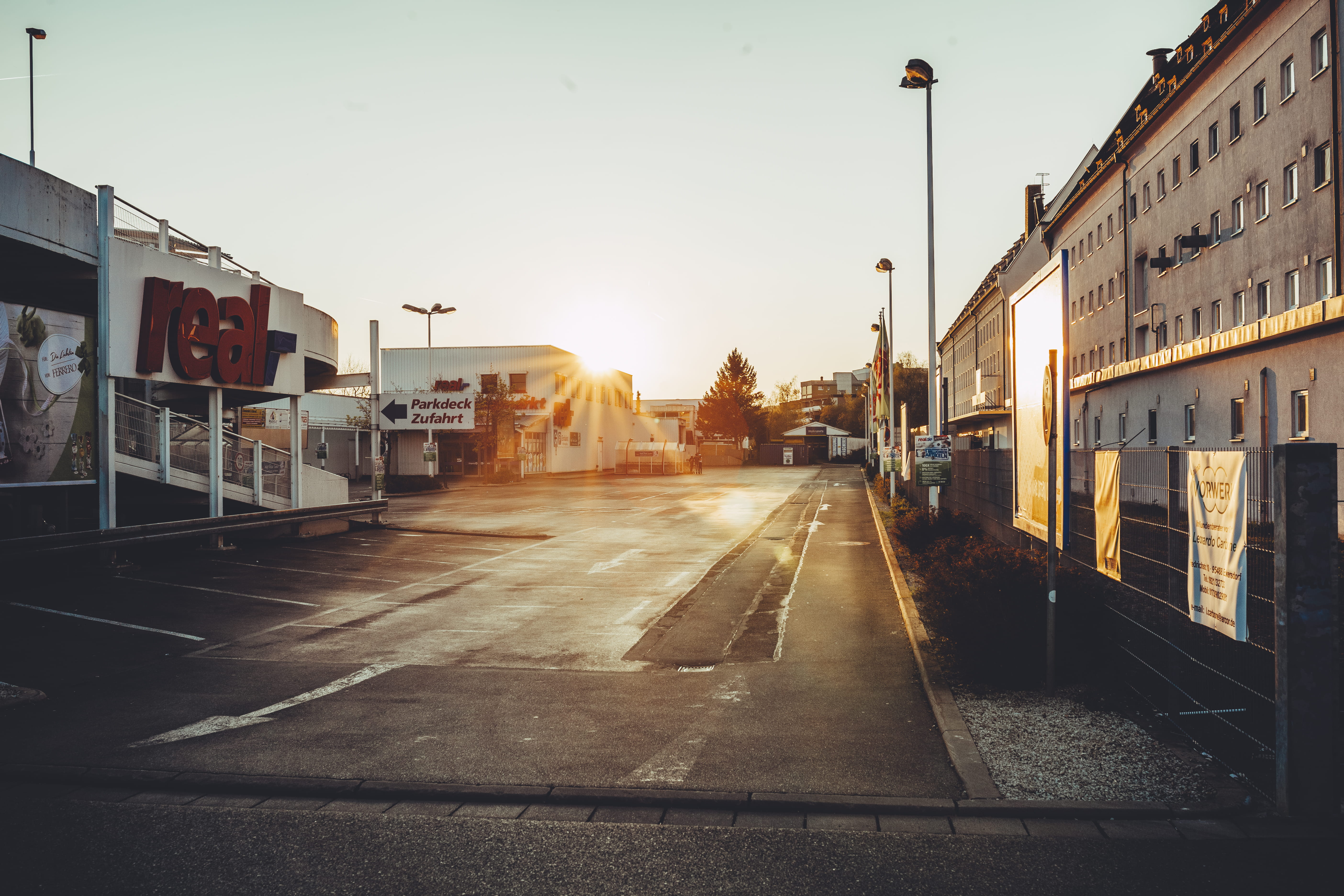 city, summer, street, the way forward, nature, sign, urban, symbol, mood, built structure, building, track, road, real, bavaria, sundwon, 5K, flare, sky, HD Wallpaper