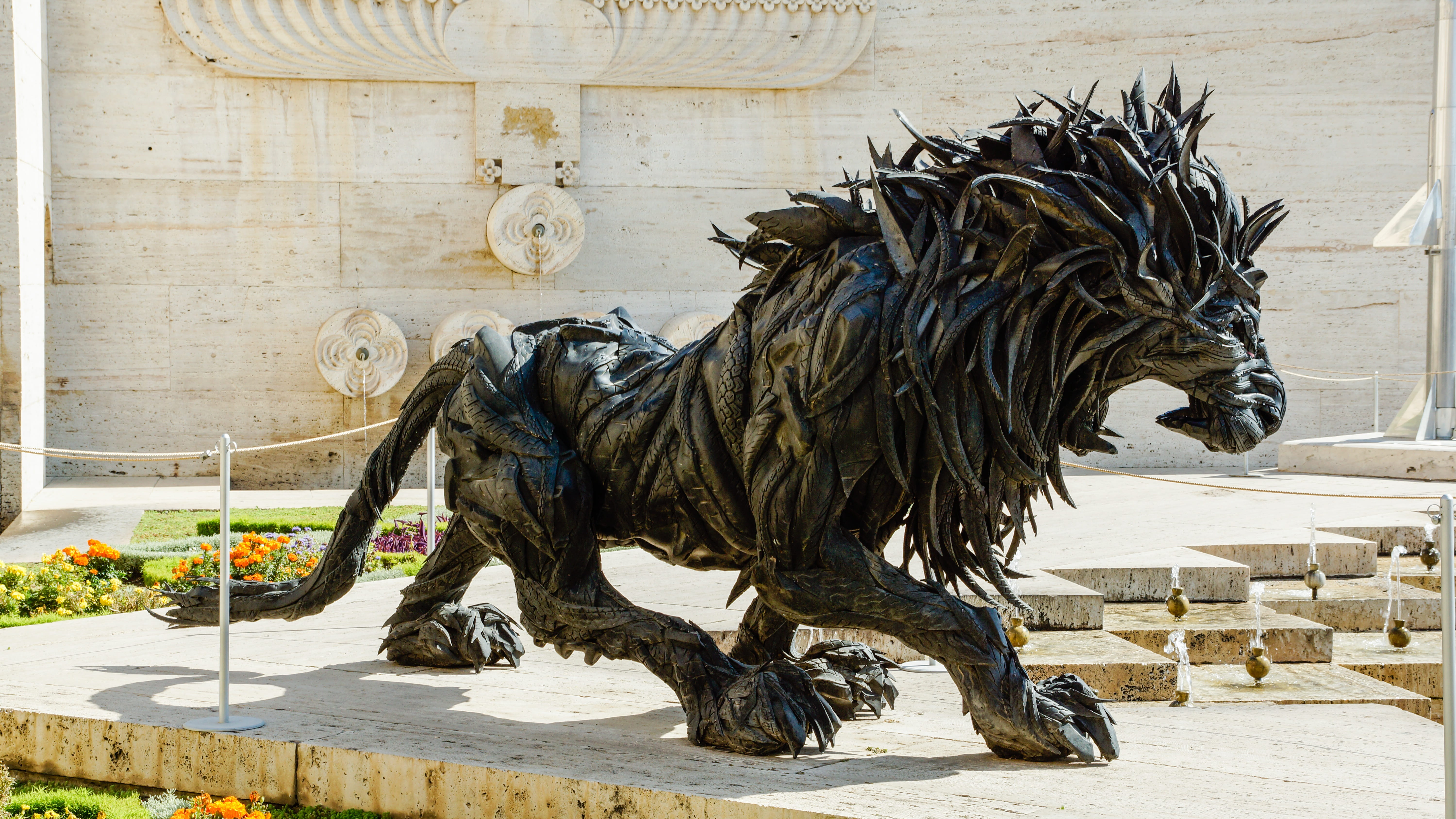 creativity, yerevan, domestic, head, lion, Lion, representation, architecture, Sculpture, armenia, 5K, domestic animals, day, Head, cascade, art, ji yong-ho, HD Wallpaper