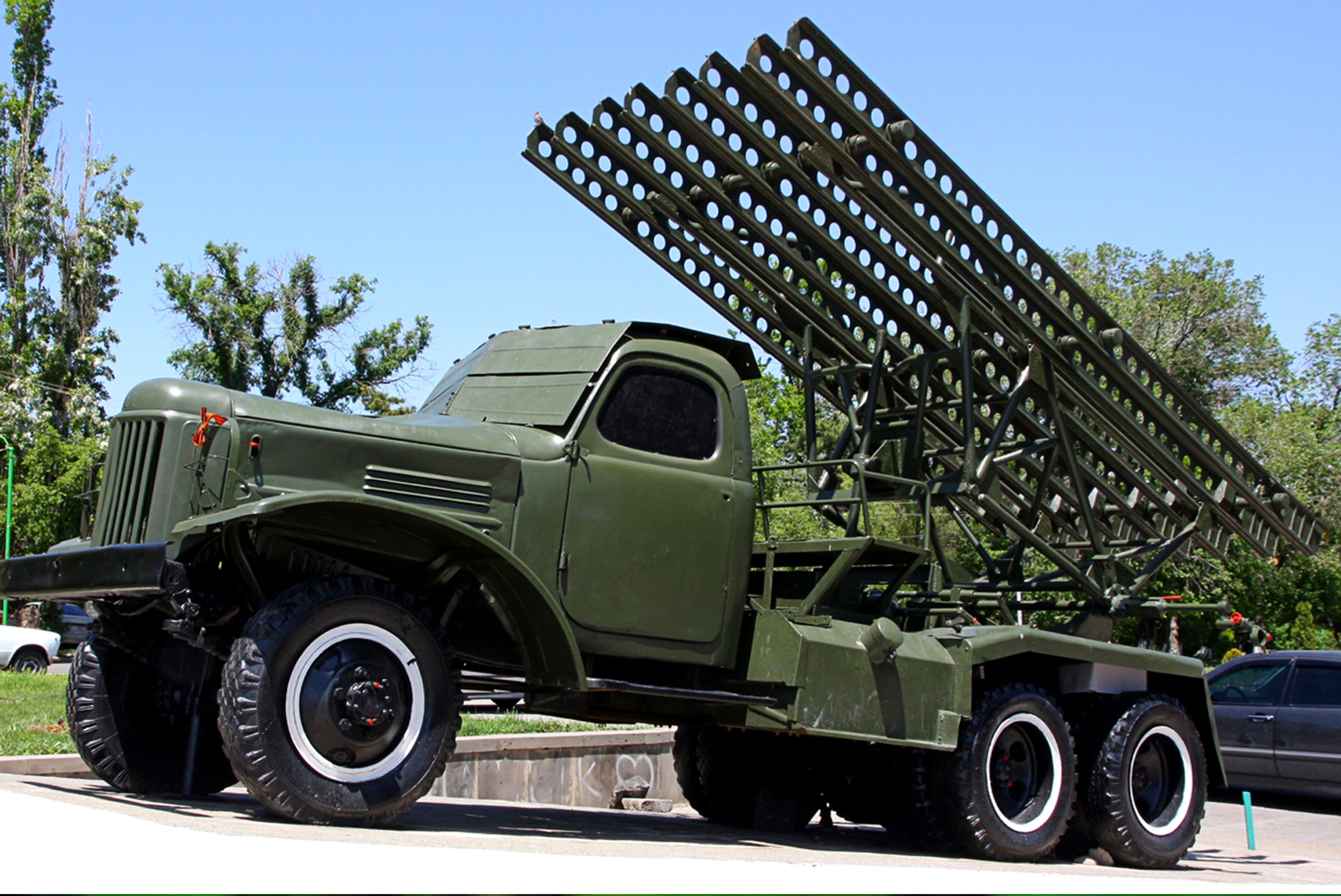 army, katyusha, transportation, tree, architecture, fighting, mode of transportation, armenia, history, military museum, nature, stationary, truck, military equipment, HD Wallpaper