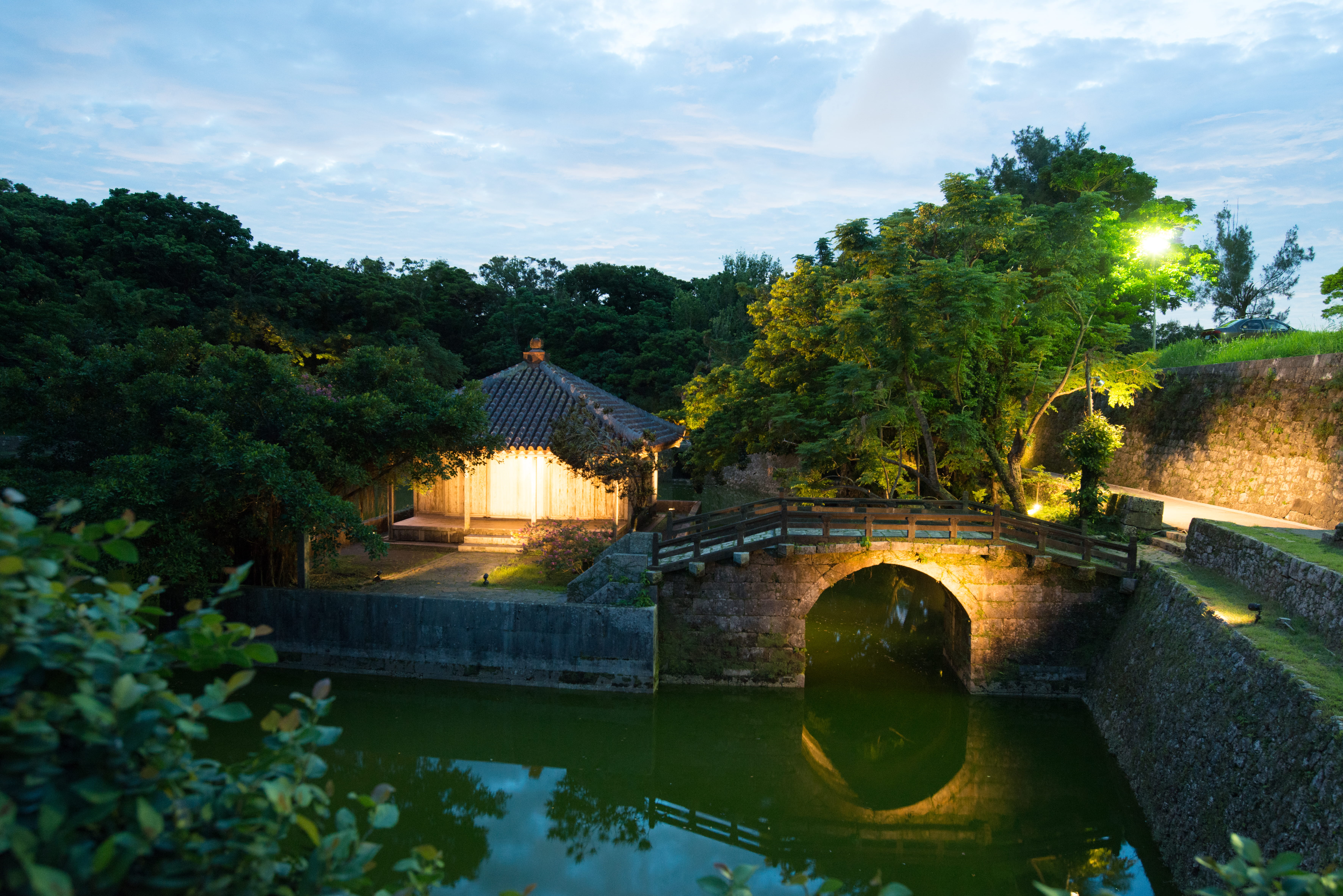 outdoors, reflection, river, tree, light, cloud - sky, japan, waterfront, bridge - man made structure, okinawa prefecture, okinawa, no people, bridge, 5K, HD Wallpaper