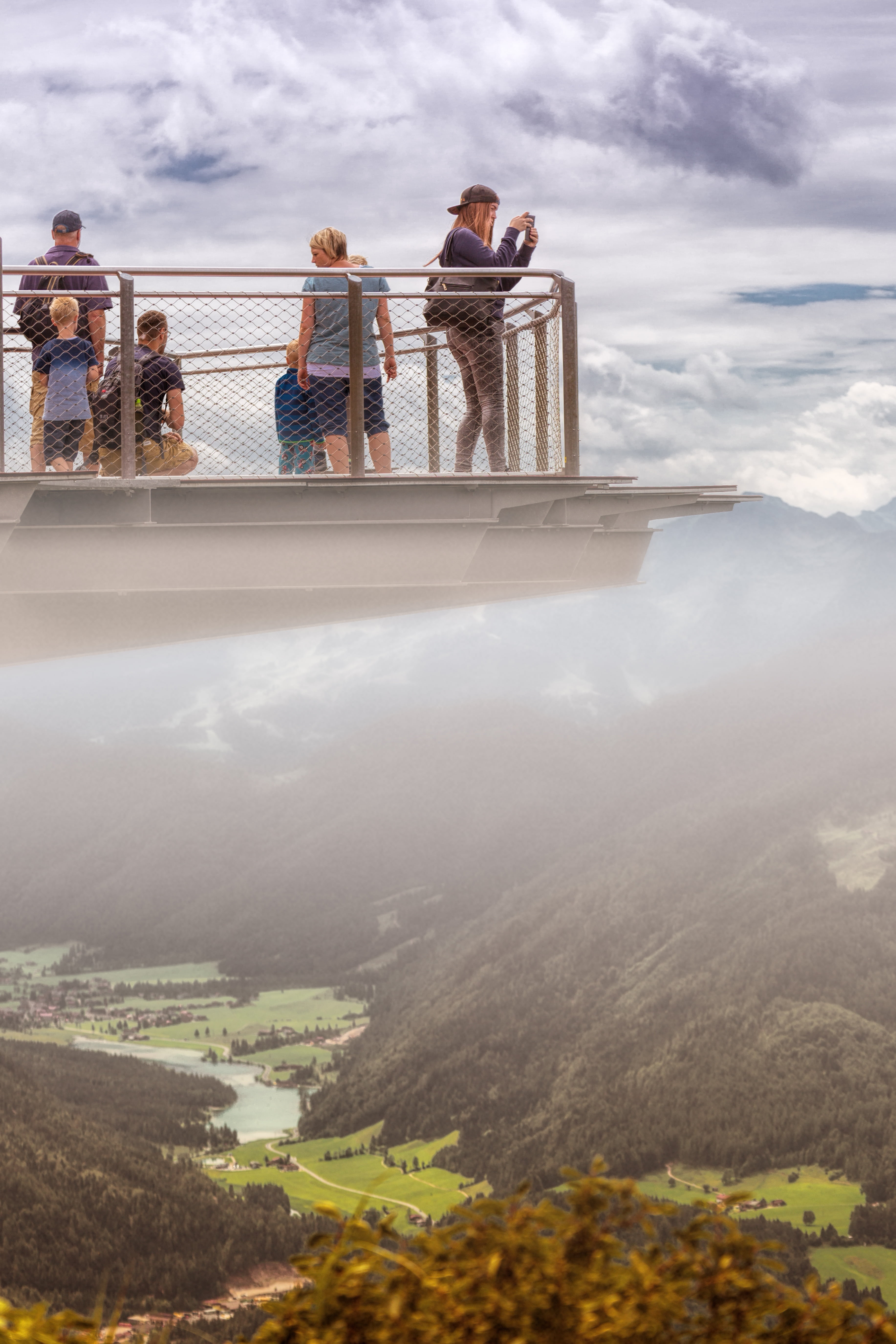 people, day, austria, landscape, outdoors, standing, built structure, 5K, looking at view, alpine, women, men, observation deck, group of people, skywalk, Phone HD Wallpaper